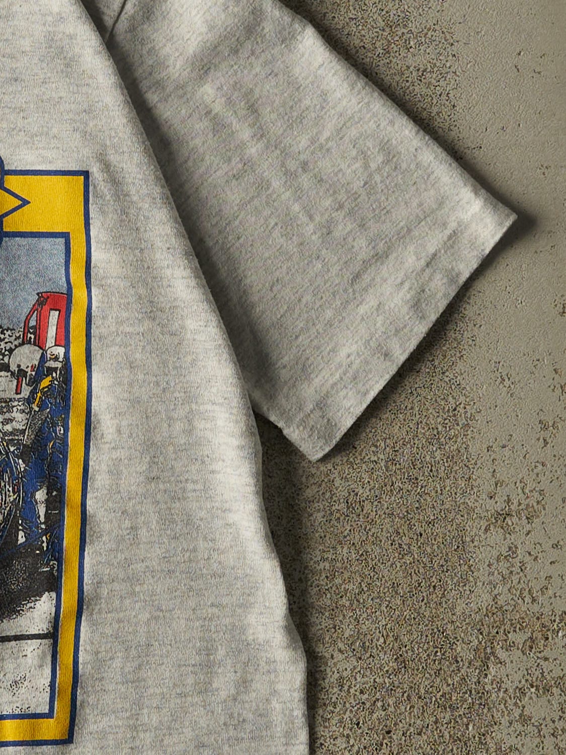 Vintage 80s Heather Grey Sunoco Racing Tee (S/M) - Image 4