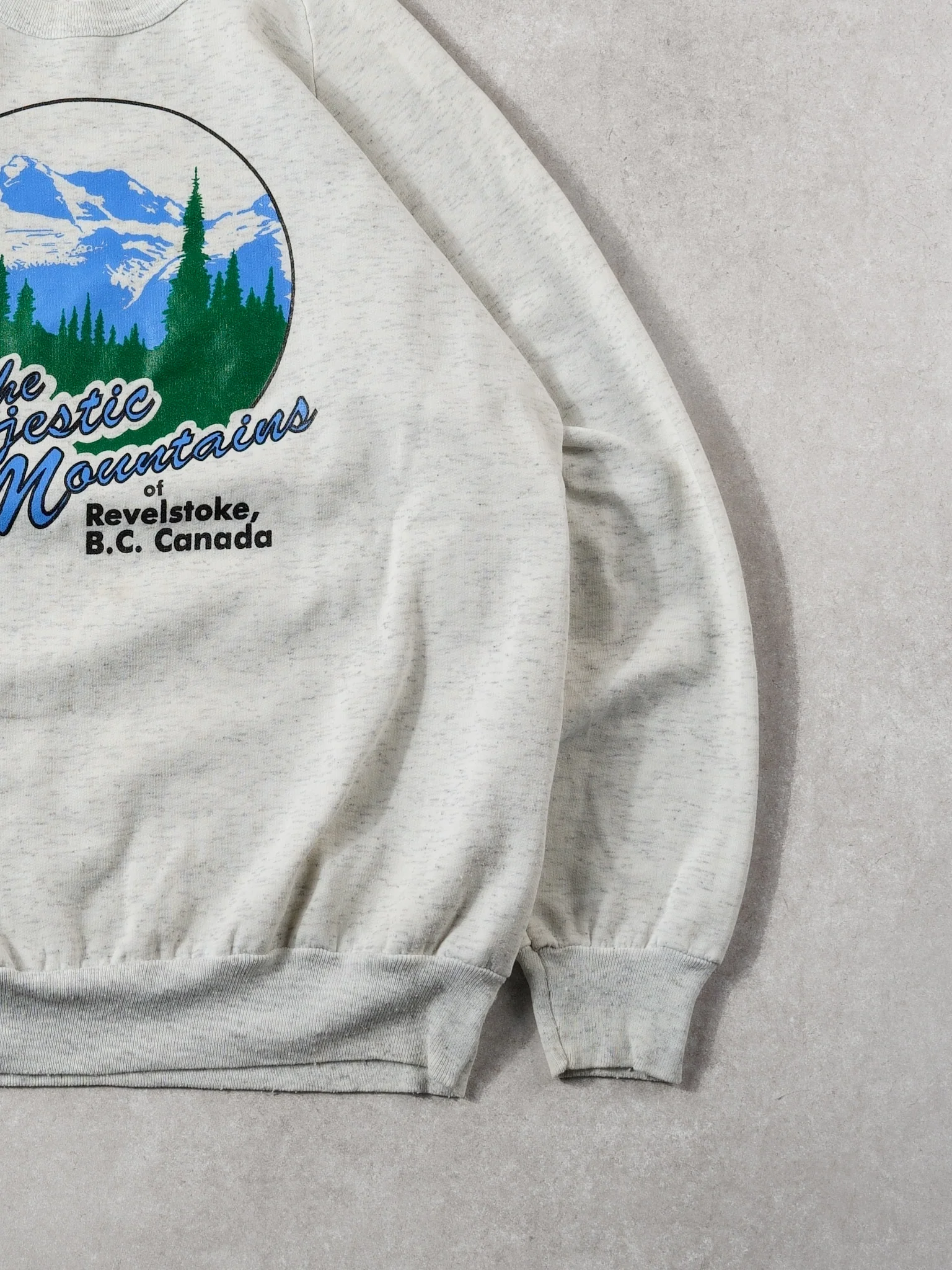Vintage 80s Light Grey Majestic Mountains BC Crewneck (M) - Image 3
