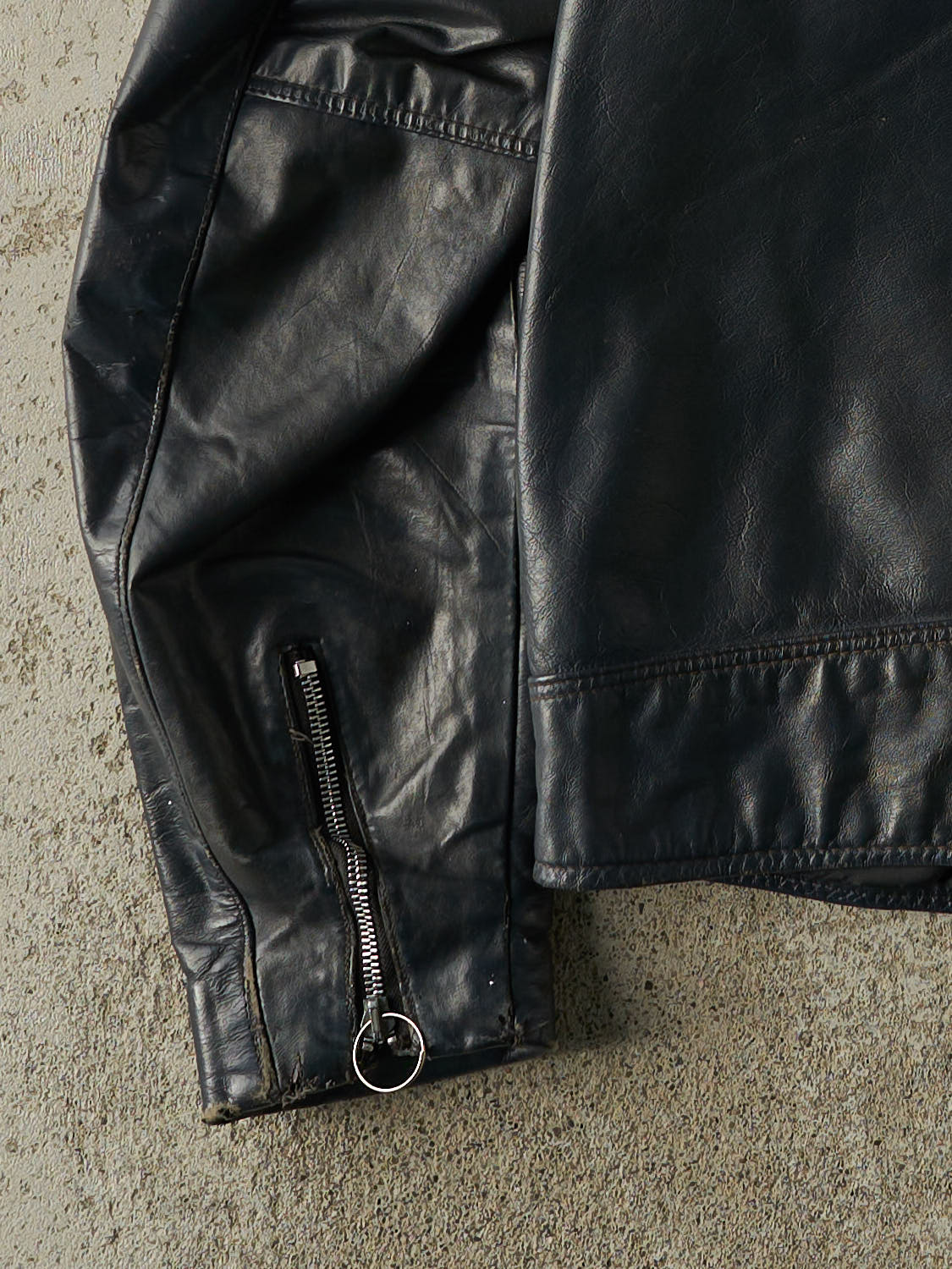 Vintage 80s Navy Blue Biker Leather Jacket (M/L) - Image 4