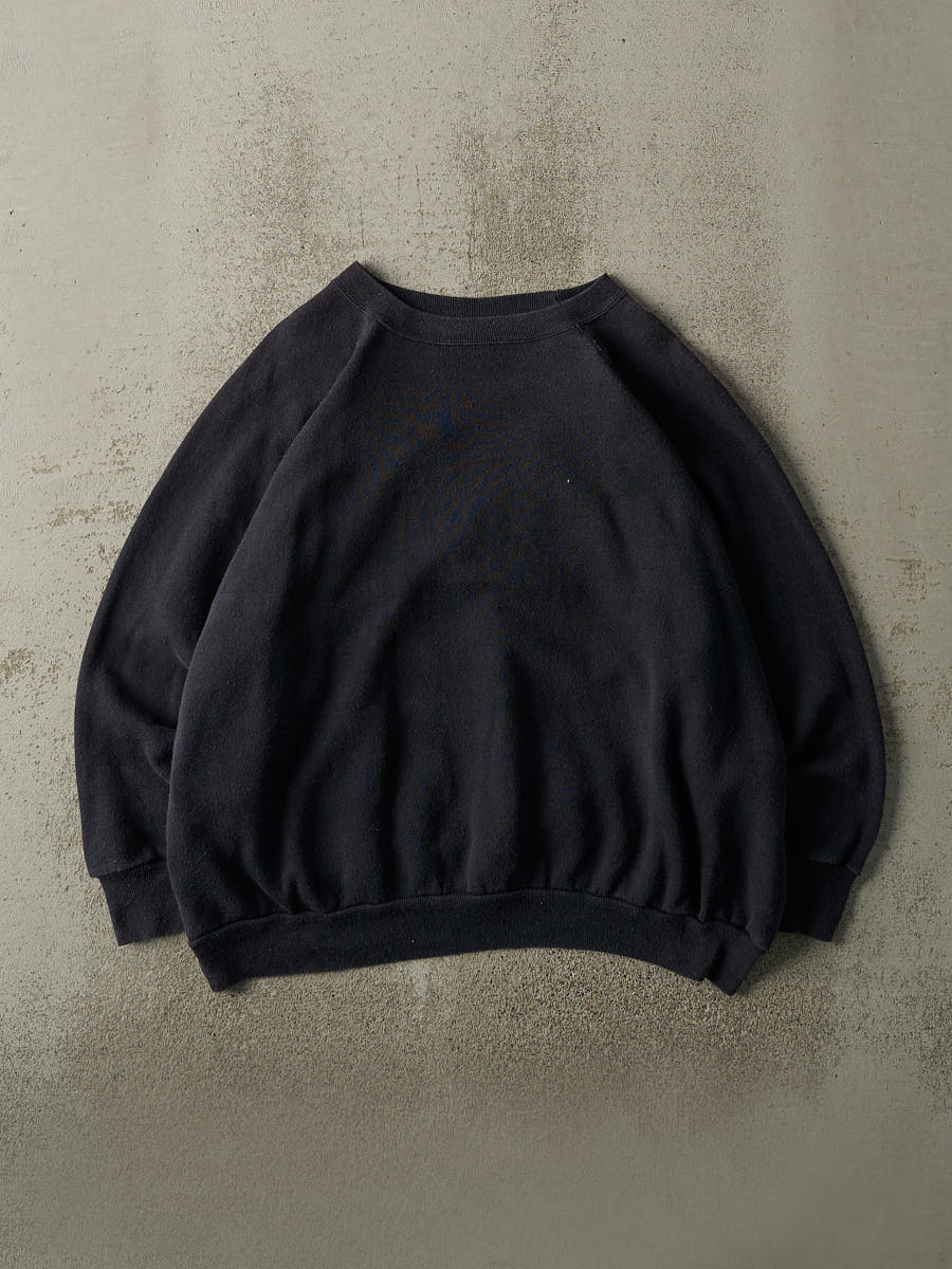 Vintage 80s Navy Blue Blank Boxy Crewneck (L/XL)