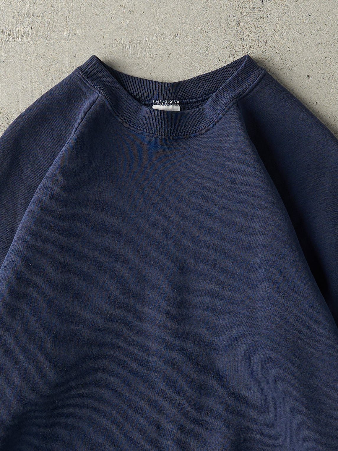Vintage 80s Navy Blue Blank Crewneck (M) - Image 2