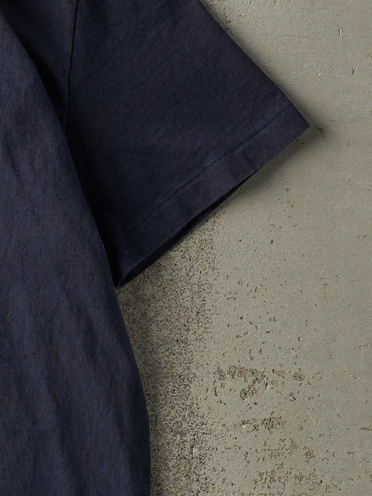 Vintage 80s Navy Blue Blank Tee (M/L) - Image 3