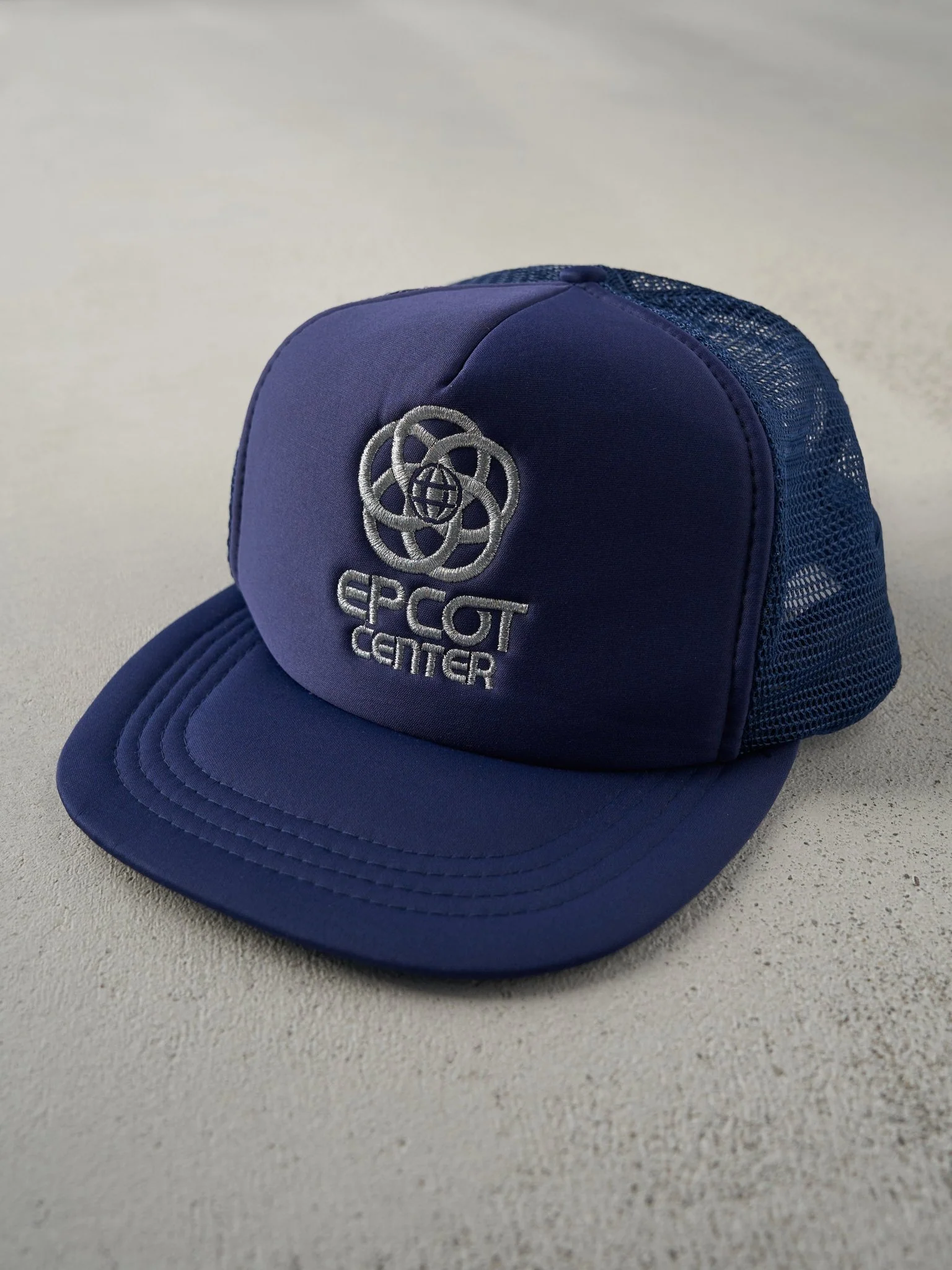 Vintage 80s Navy Blue Disney Epcot Centre Foam Trucker Hat - Image 2
