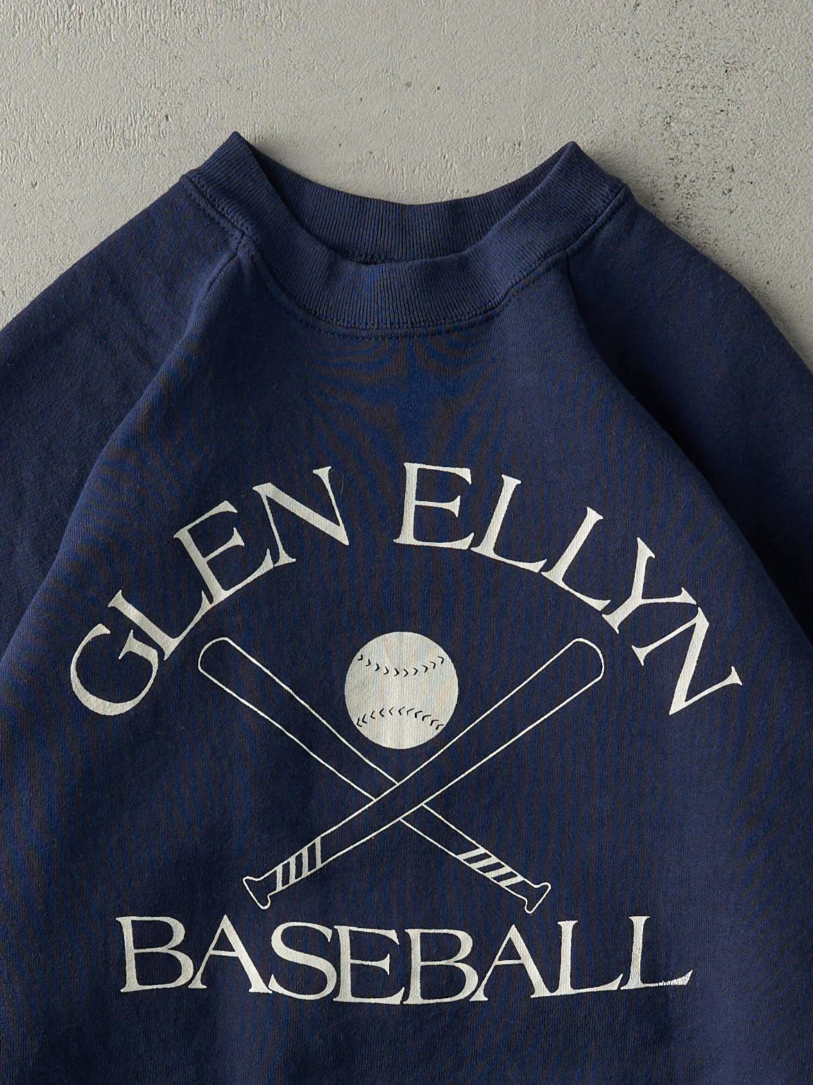 Vintage 80s Navy Blue Glen Ellyn Baseball Crewneck (M) - Image 2
