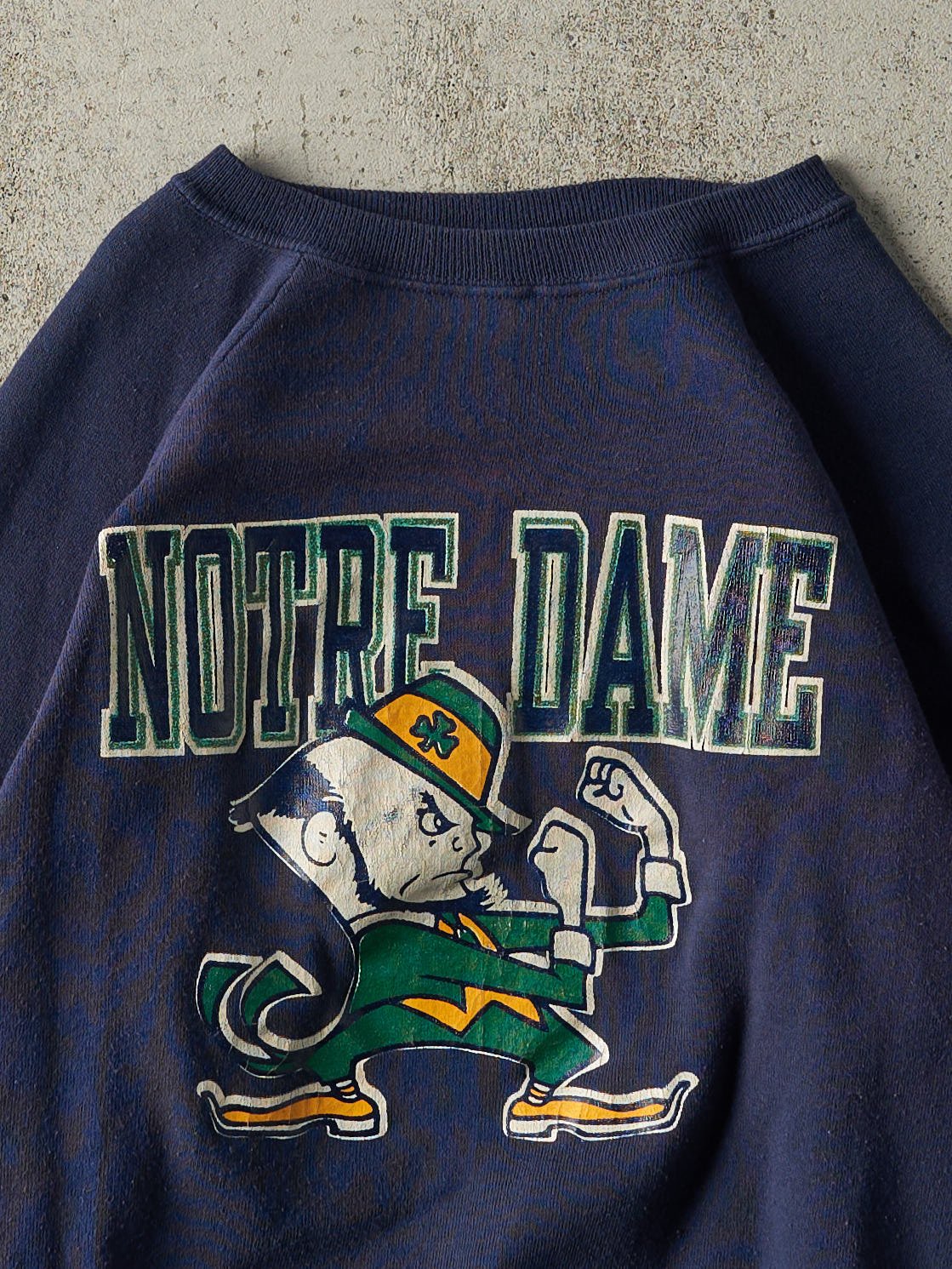 Vintage 80s Navy Blue Notre Dame Fighting Irish Crewneck (S/M) - Image 2