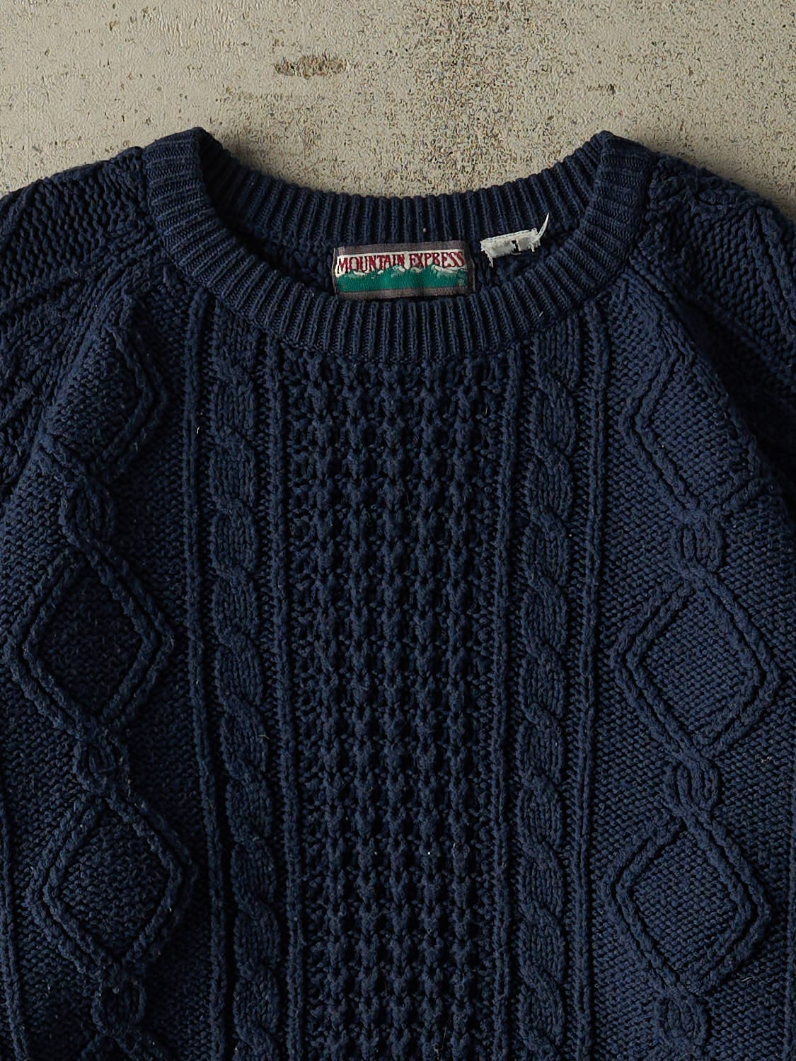 Vintage 80s Navy Blue Patterned Cable Knit (M/L) - Image 3