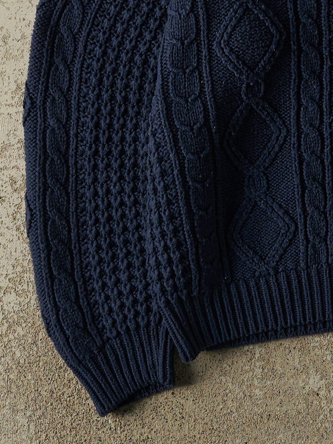 Vintage 80s Navy Blue Patterned Cable Knit (M/L) - Image 4