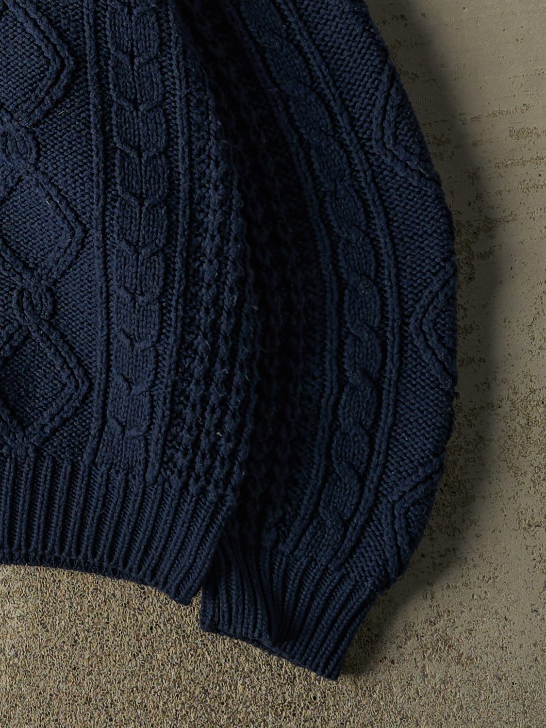 Vintage 80s Navy Blue Patterned Cable Knit (M/L) - Image 5