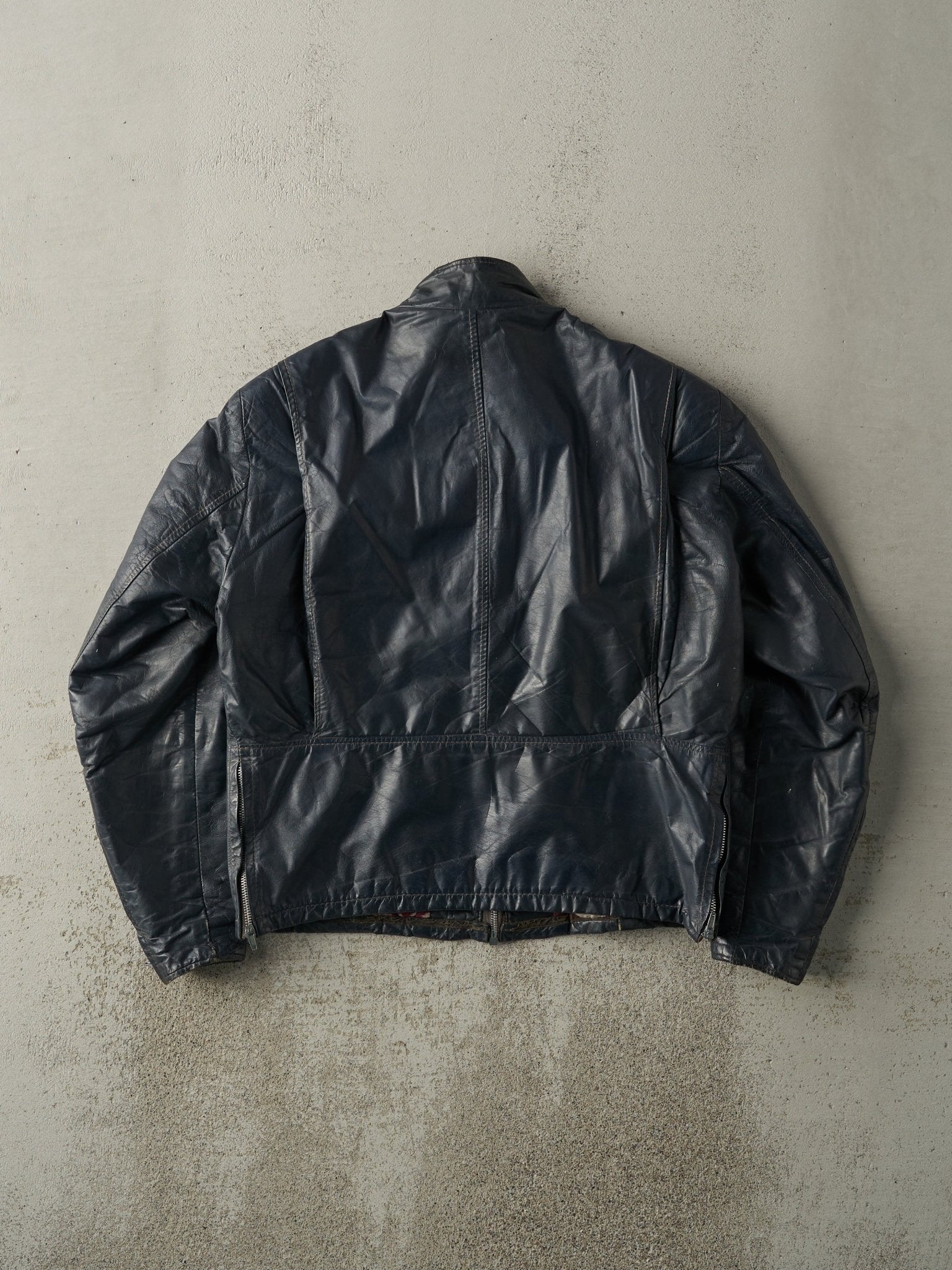 Vintage 80s Navy Blue Sears Leather Jacket (M) - Image 2