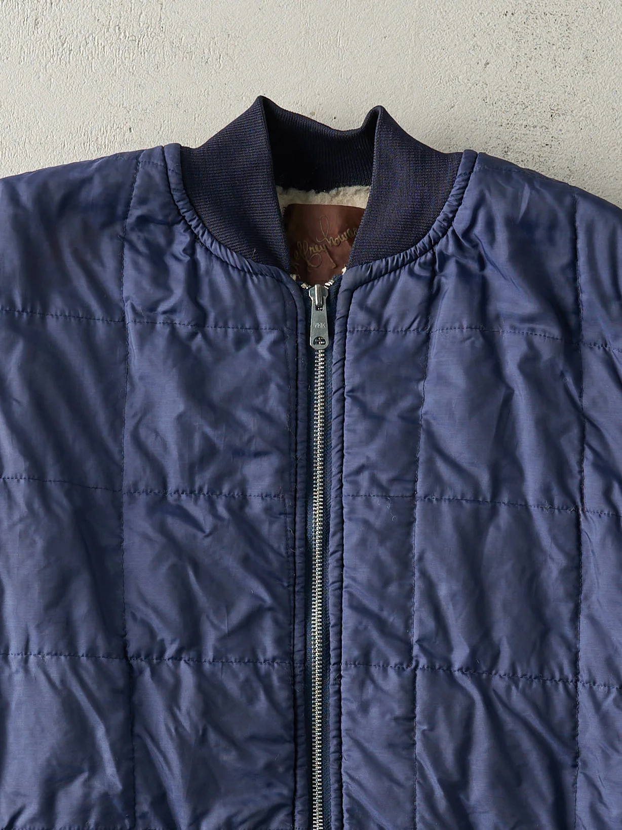 Vintage 80s Navy Blue Sherpa Lined Vest (S) - Image 2