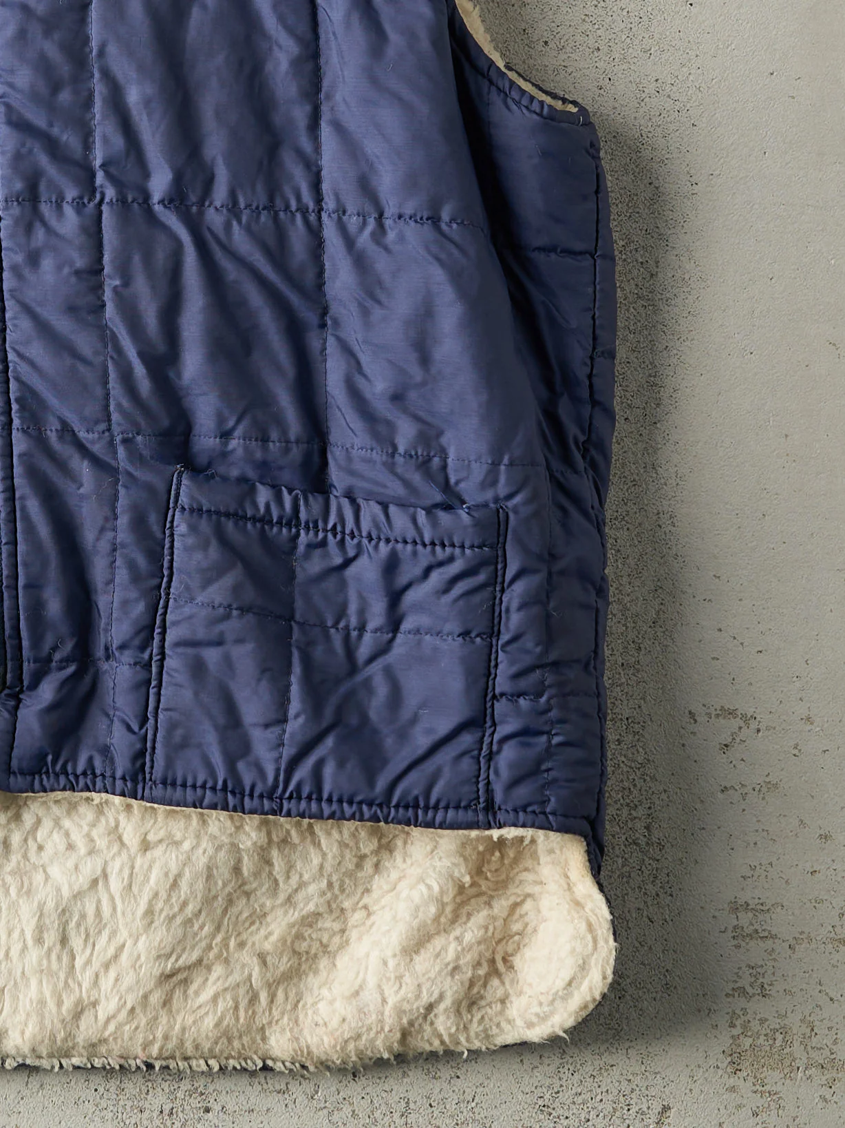 Vintage 80s Navy Blue Sherpa Lined Vest (S) - Image 3