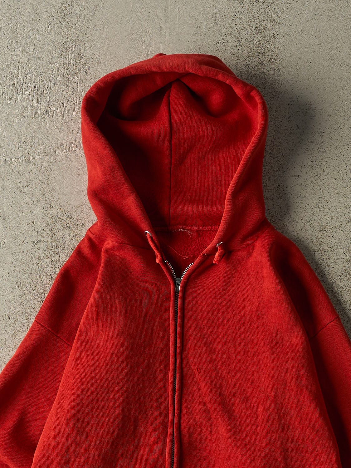 Vintage 80s Red Blank Zip Up Hoodie (S/M) - Image 2