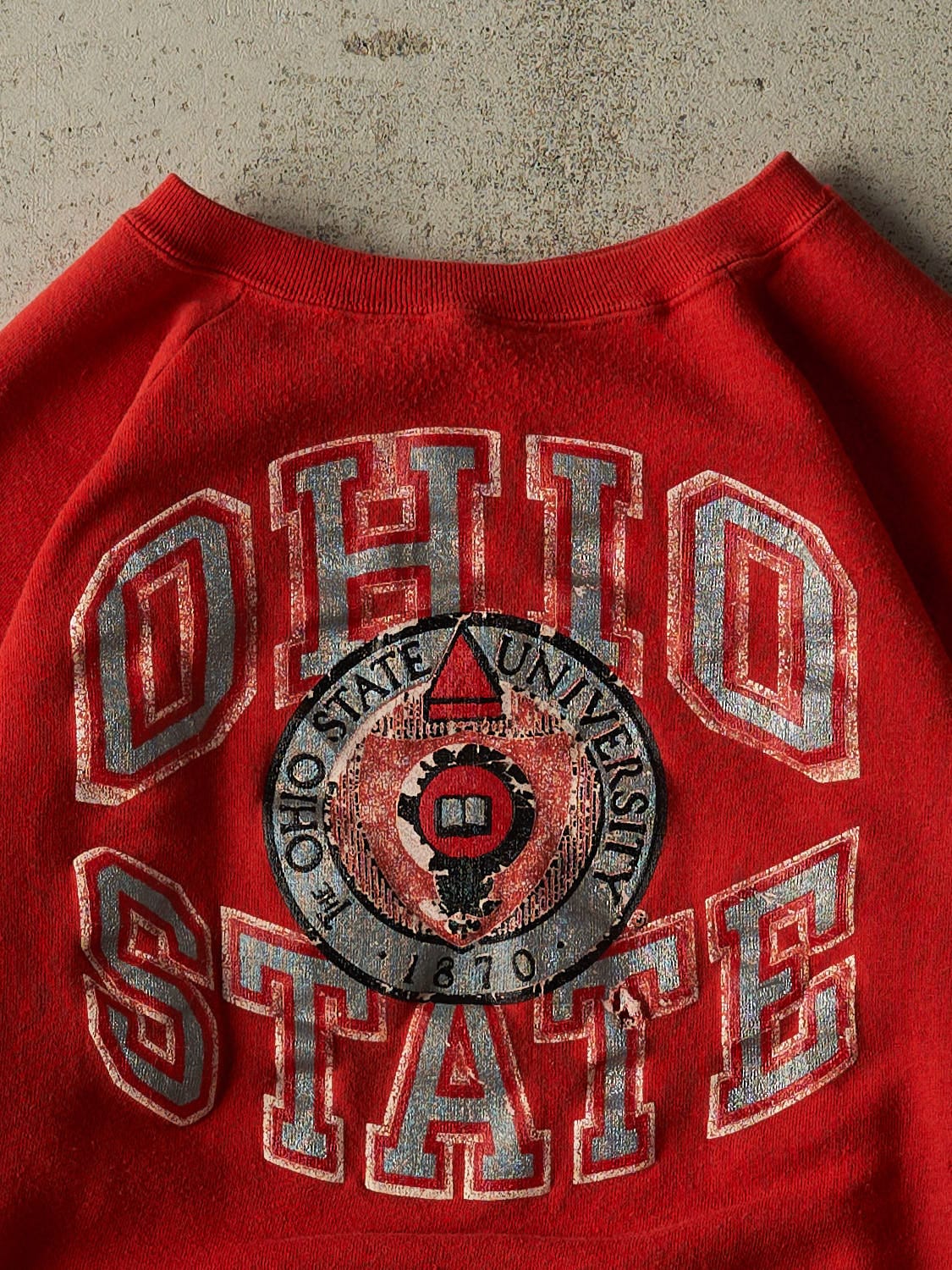 Vintage 80s Red Ohio State University Crewneck (XS) - Image 2