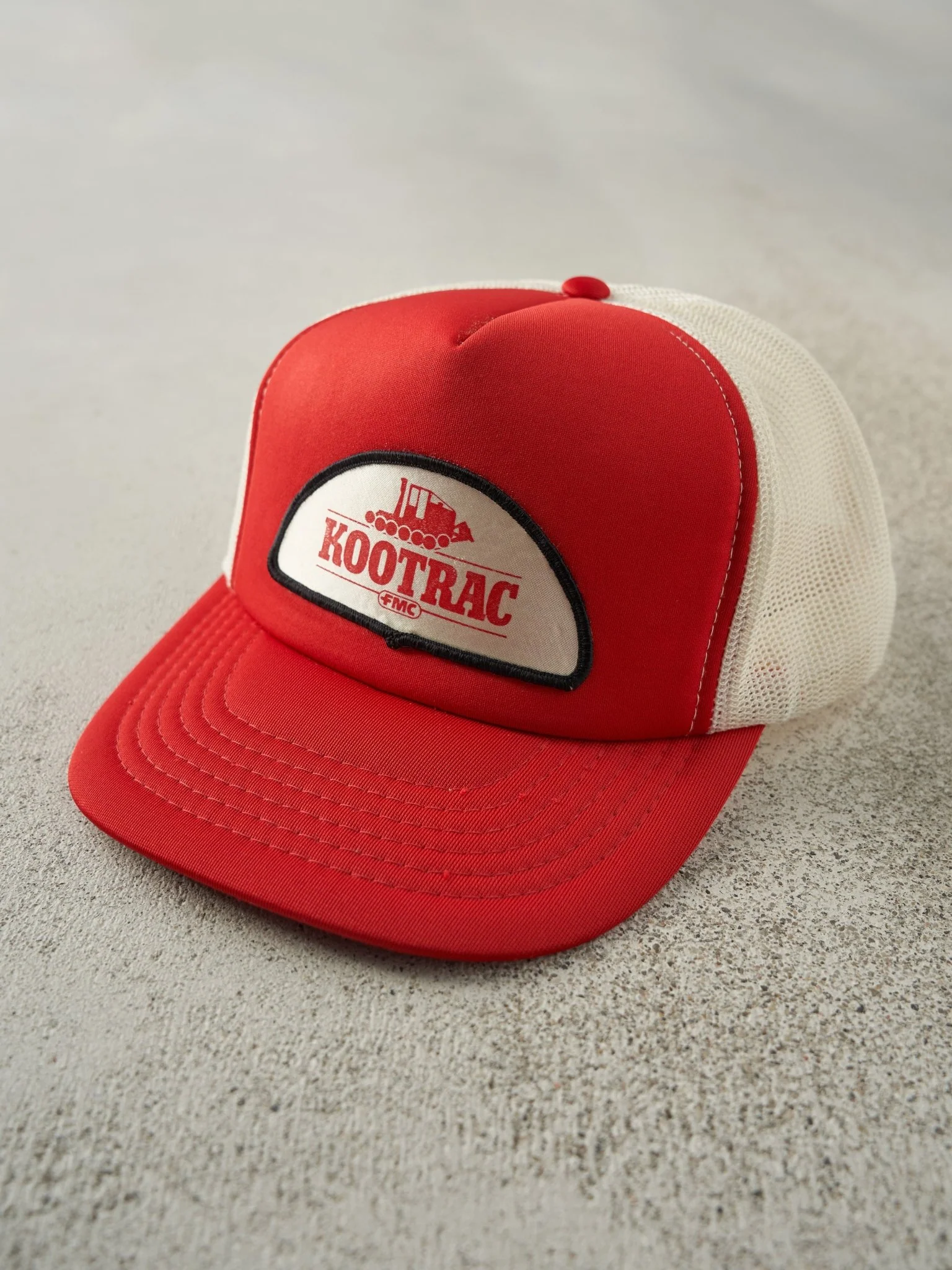 Vintage 80s Red & White Kootrac Foam Trucker Hat - Image 2