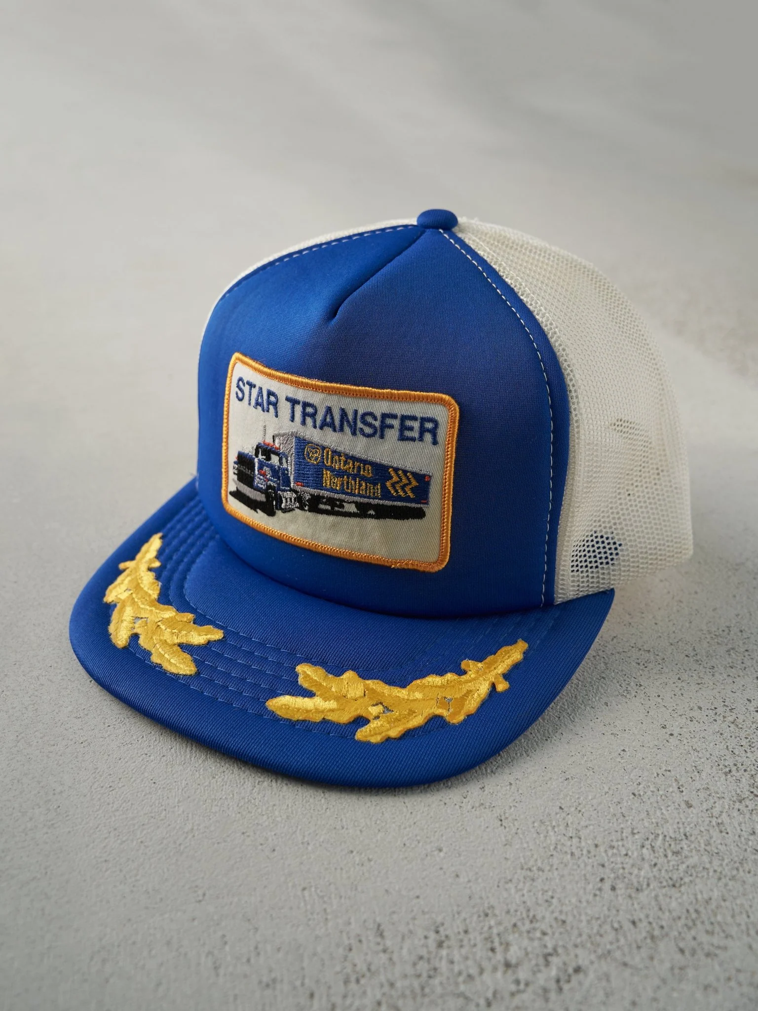Vintage 80s Royal Blue Star Transfer Foam Trucker Hat - Image 2