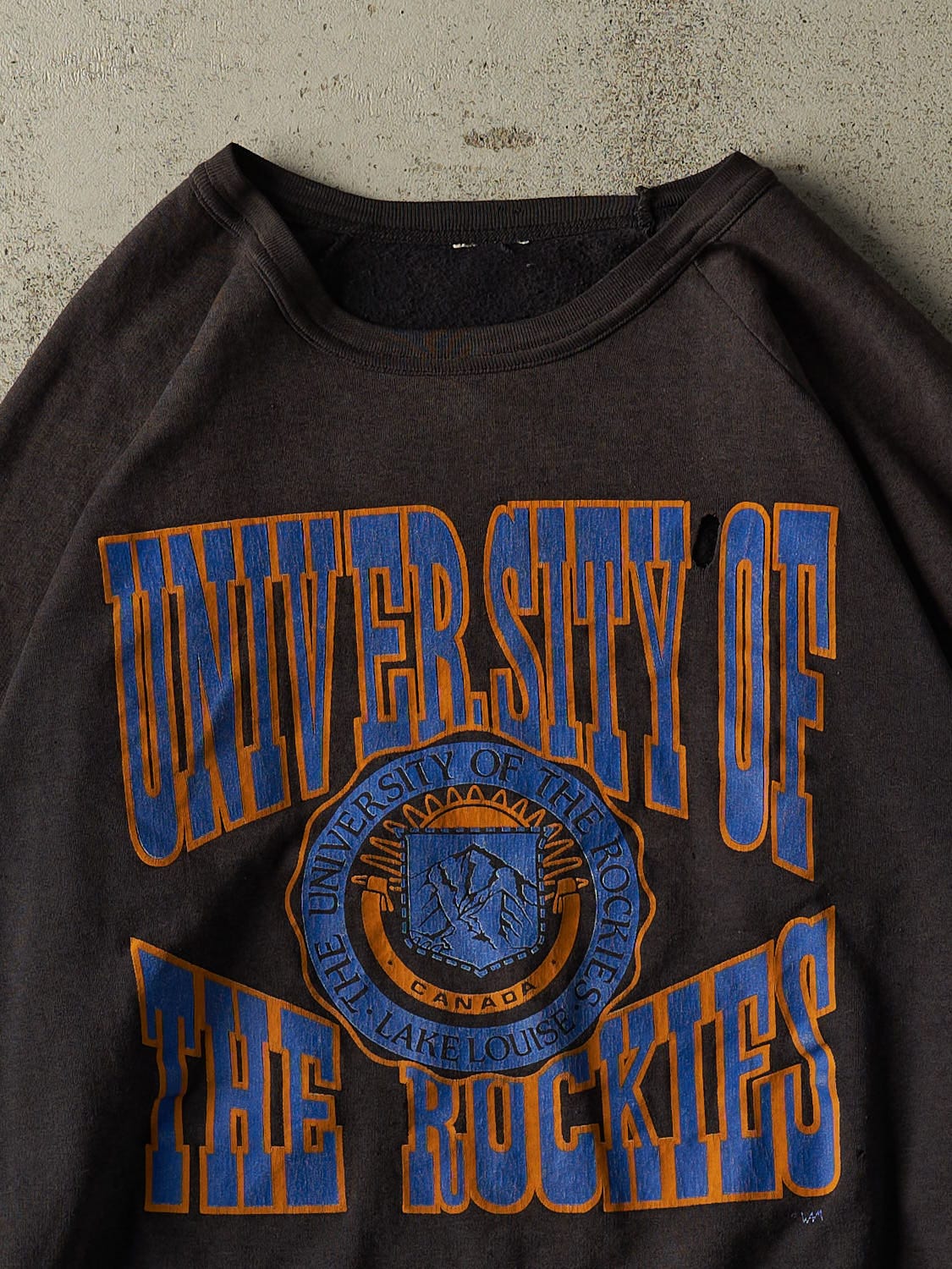 Vintage 80s Sun Faded Black University of the Rockies Crewneck (XL) - Image 2