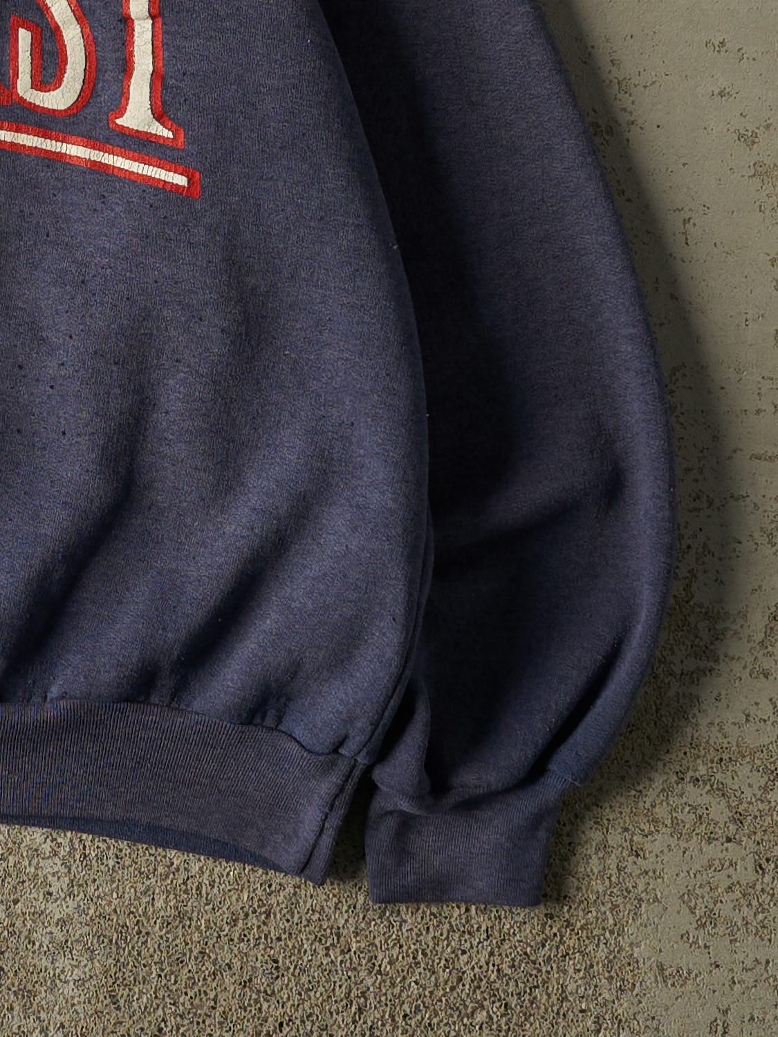 Vintage 80s RARE Sun Faded Navy Long Last Harley Crewneck (XS) - Image 4