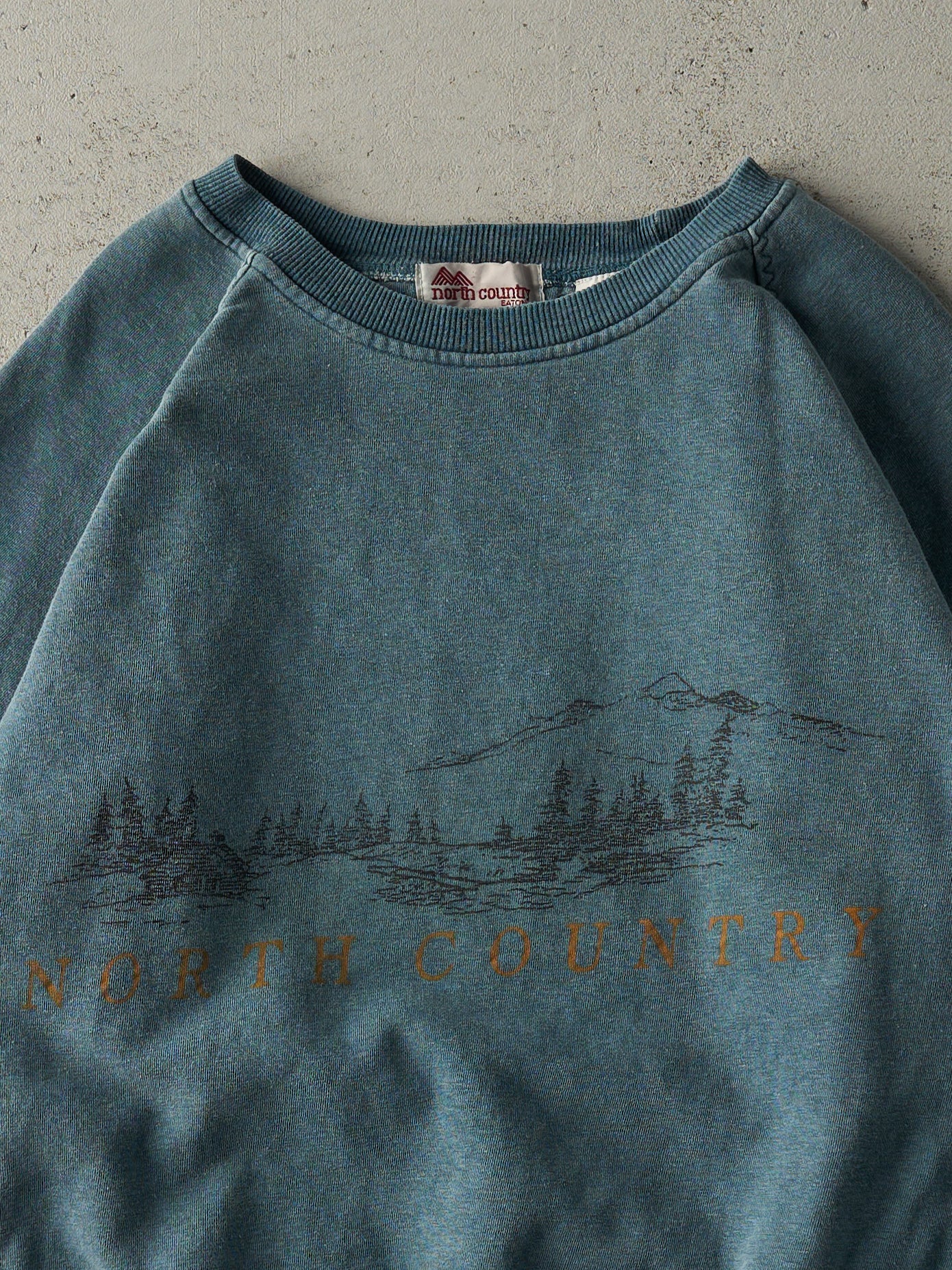 Vintage 80s Washed Green North Country Crewneck (L) - Image 2