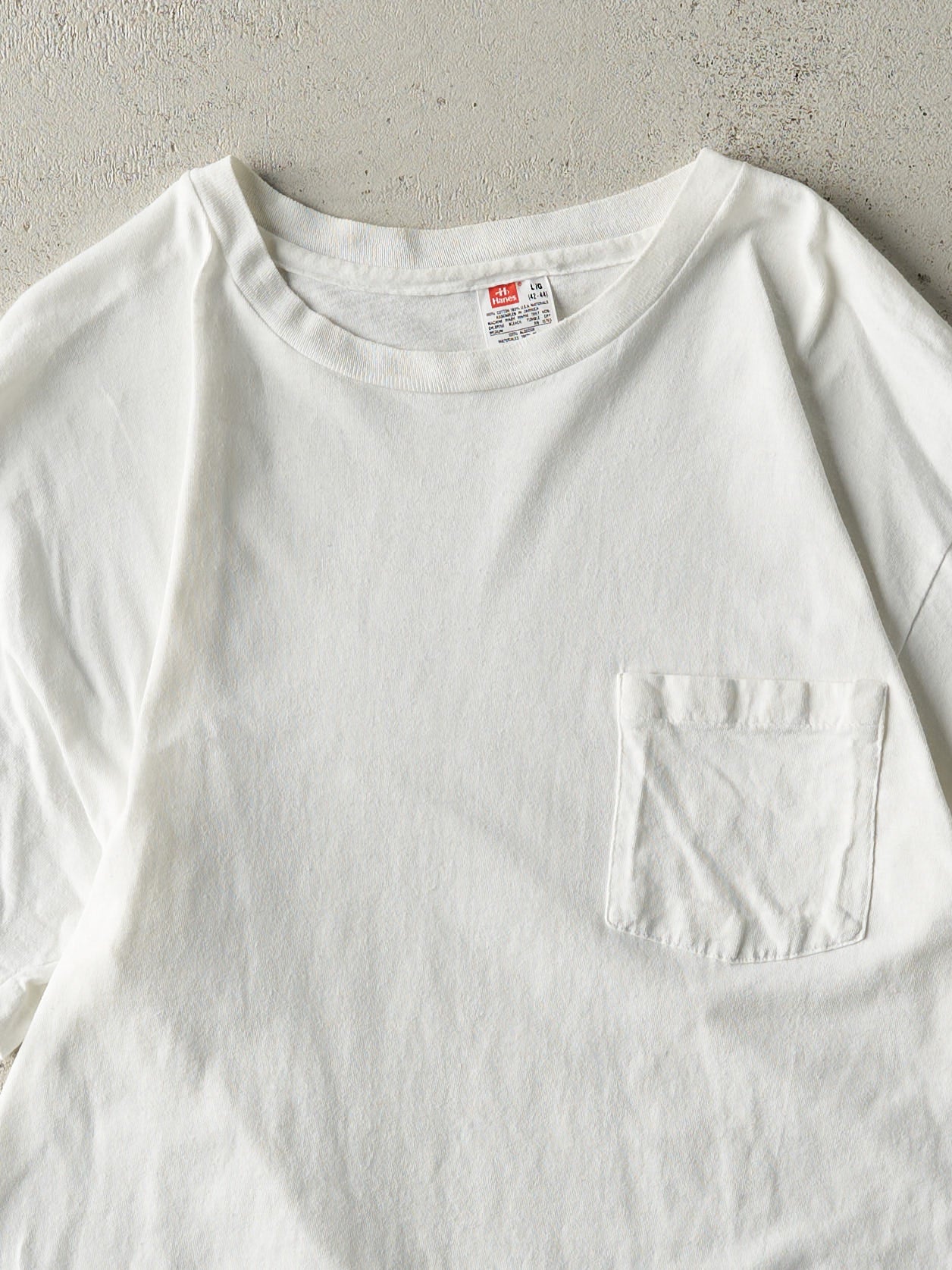 Vintage 80s White Blank Single Stitch Pocket Tee (S) - Image 2
