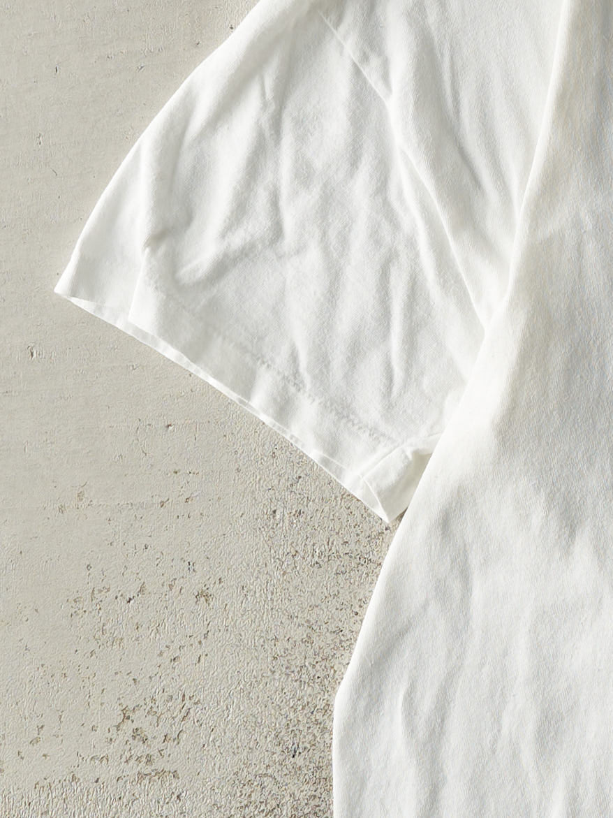 Vintage 80s White Blank Single Stitch Pocket Tee (S) - Image 3