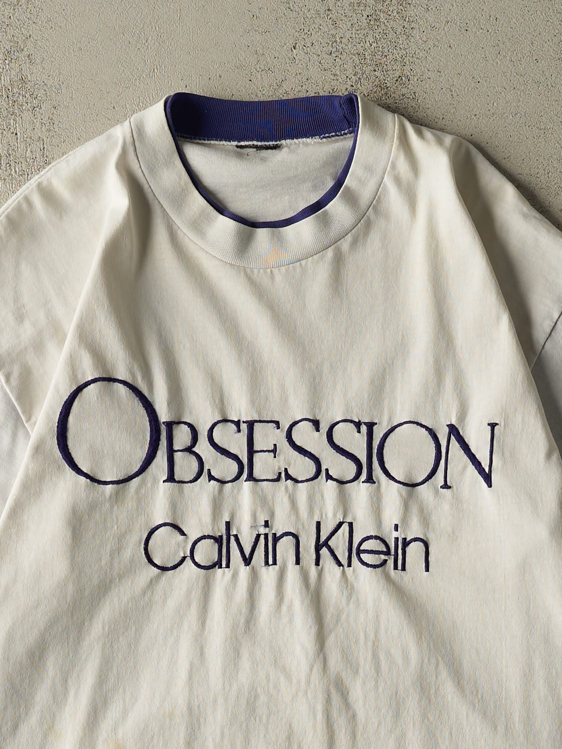 Vintage 80s White Calvin Klein Obsession Tee (L/XL) - Image 2