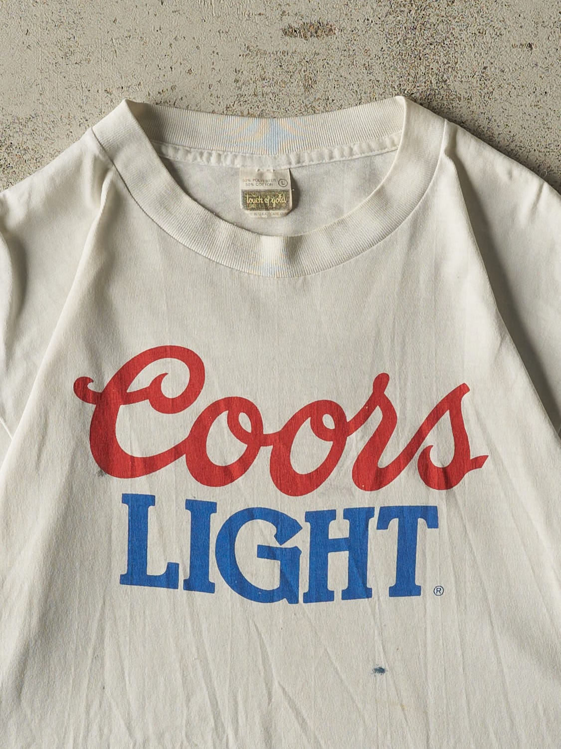 Vintage 80s White Coors Light Single Stitch Tee (M) - Image 2