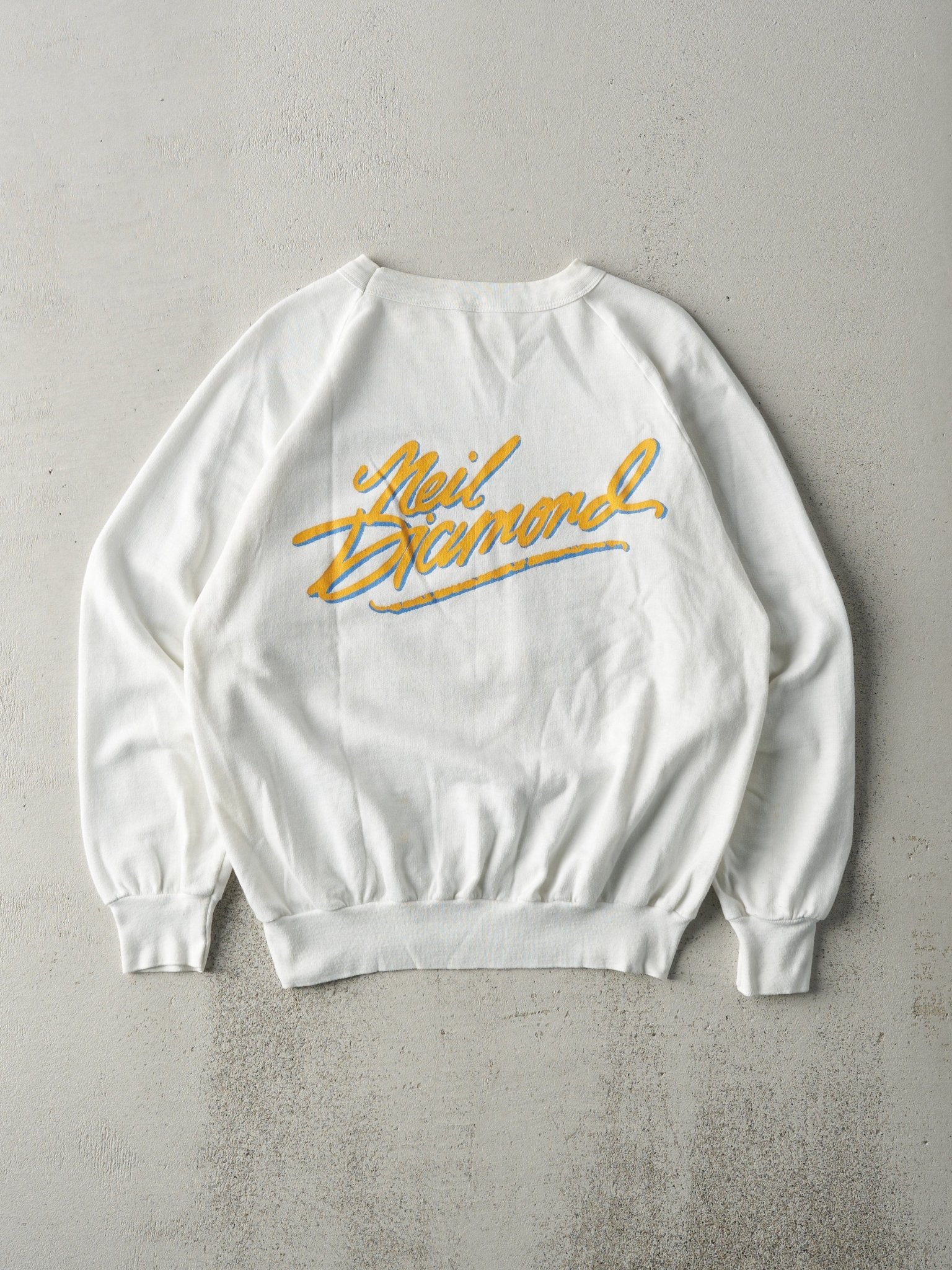 Vintage RARE 80s White Neil Diamond Crewneck (M) - Image 2