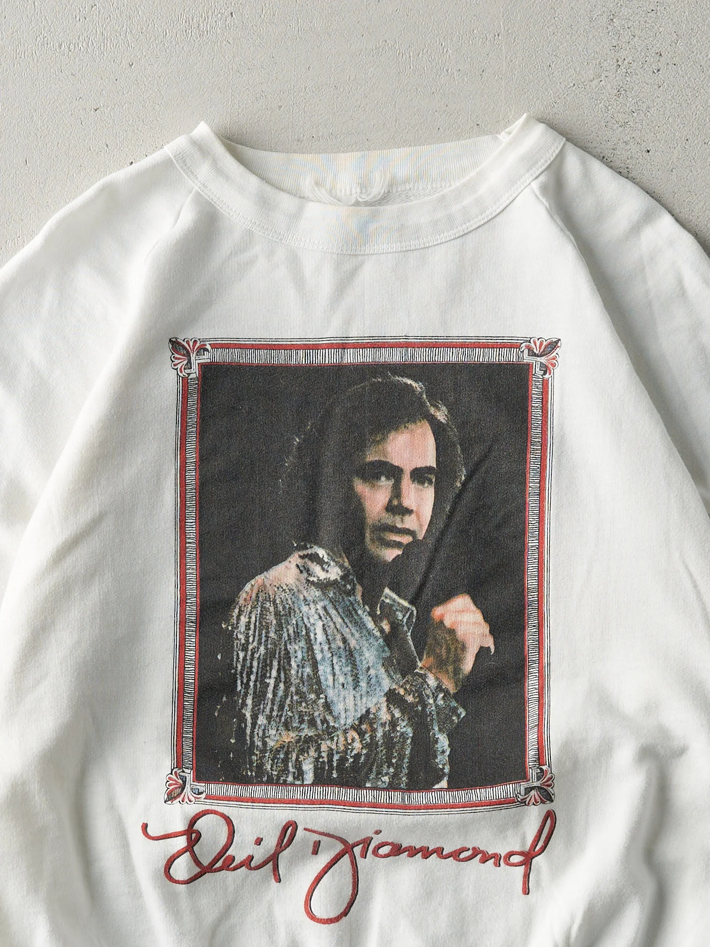 Vintage RARE 80s White Neil Diamond Crewneck (M) - Image 3