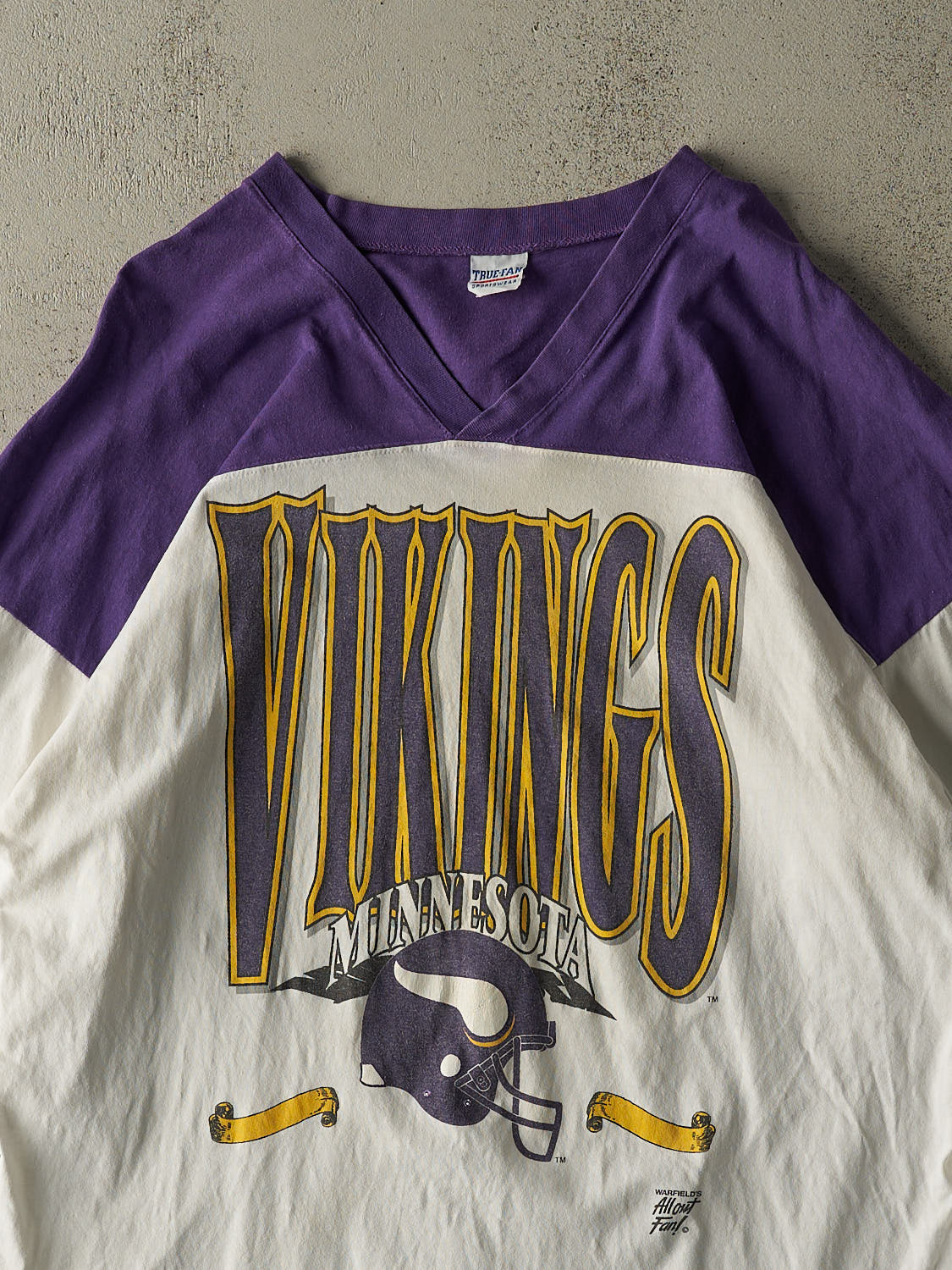 Vintage 80s White & Purple Minnesota Vikings Tee (XL/XXL) - Image 2