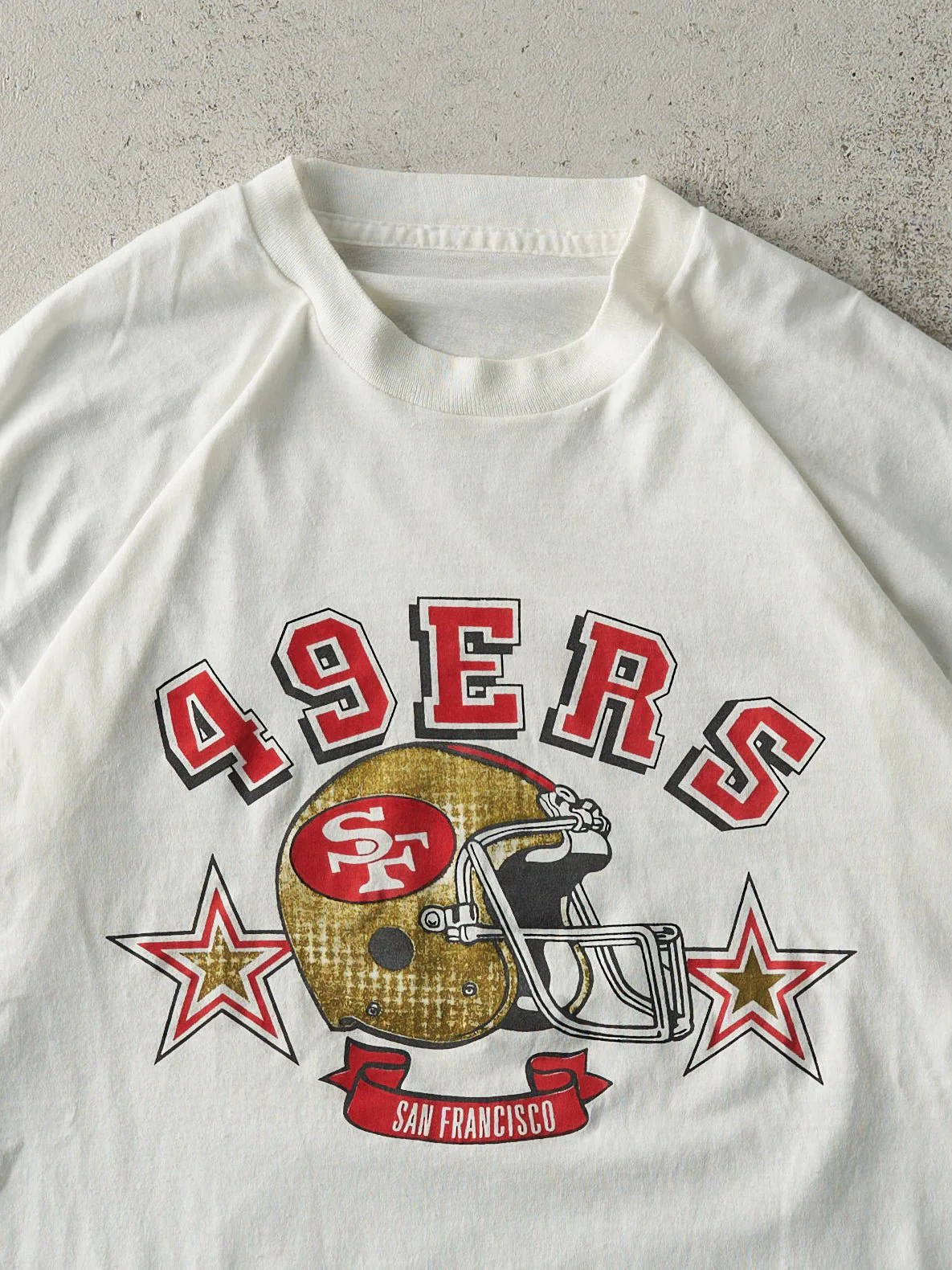 Vintage 80s White San Fransisco 49ers Single Stitch Tee (M) - Image 2