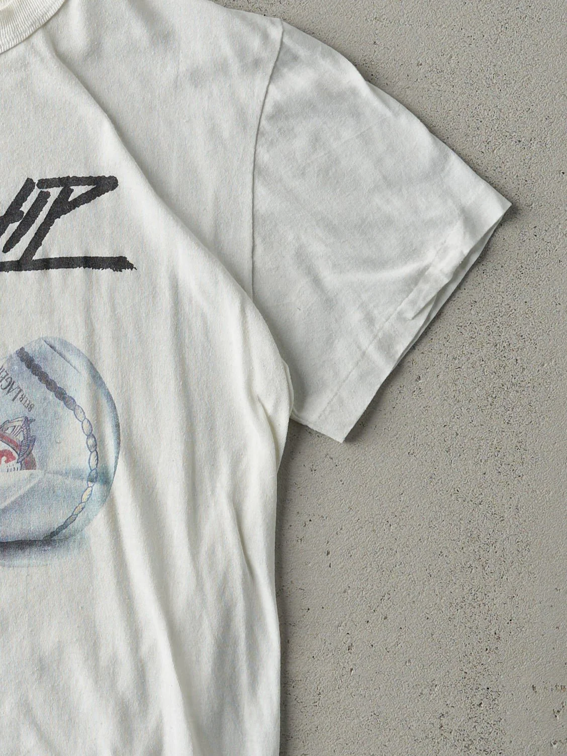 Vintage 80s White "Sink A Ship" Schooner Beer Single Stitch Tee (S) - Image 3