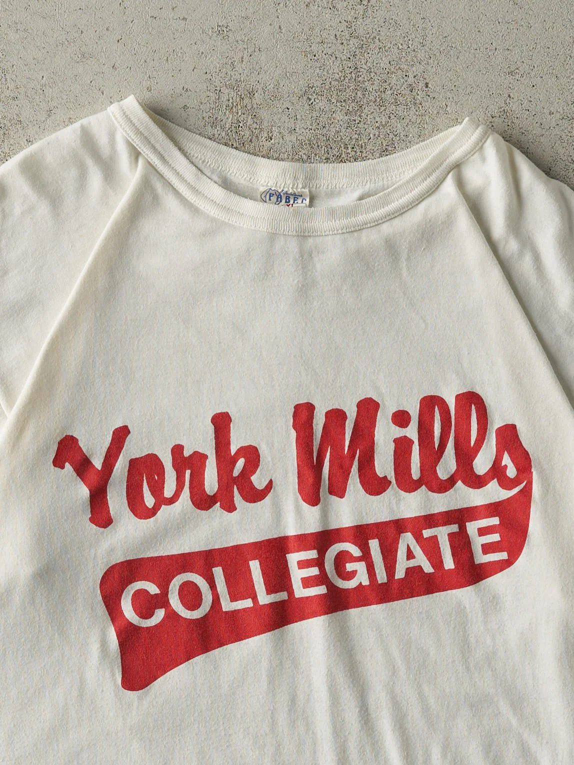 Vintage 80s White York Mills Collegiate Tee (L/XL) - Image 2
