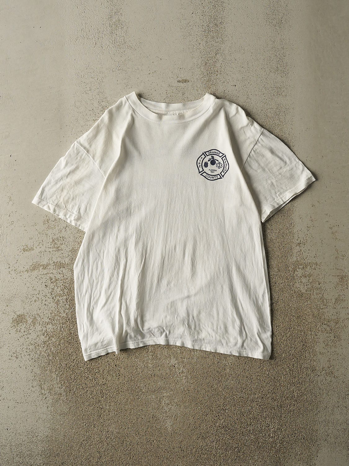 Vintage 81' White Orange County Fire Rescue Tee (M/L)