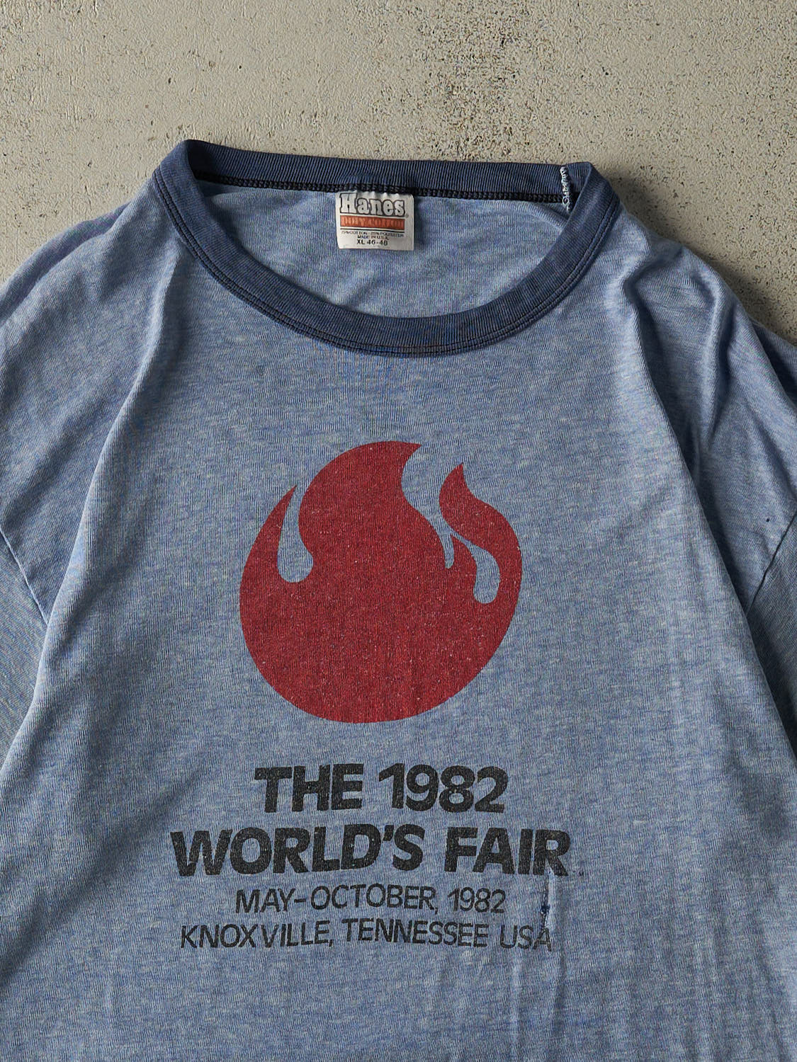 Vintage 82' Blue Worlds Fair Ringer Tee (M/L) - Image 2