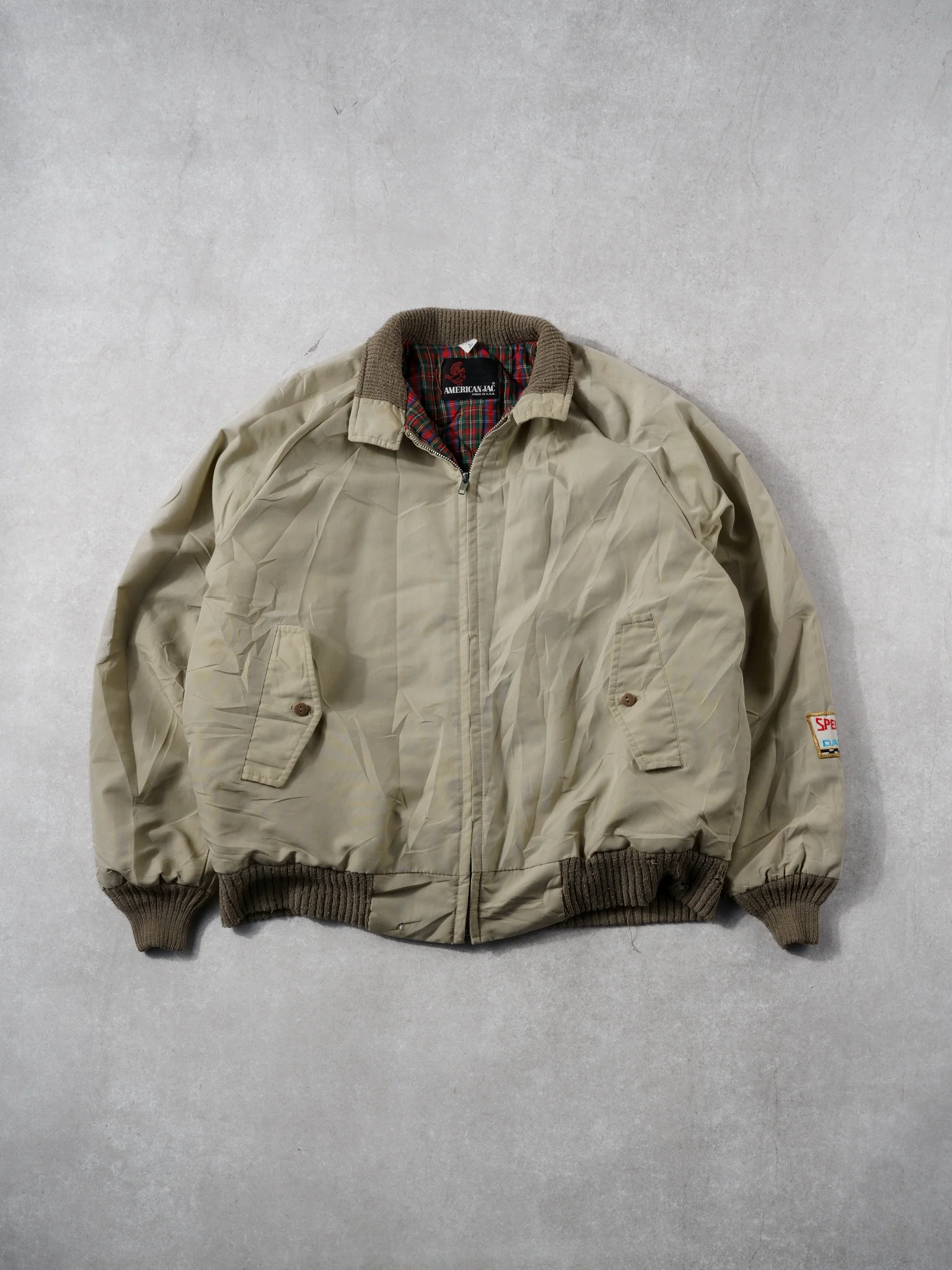 Vintage 88' Beige Speed Weeks Datona Collared Jacket (L)
