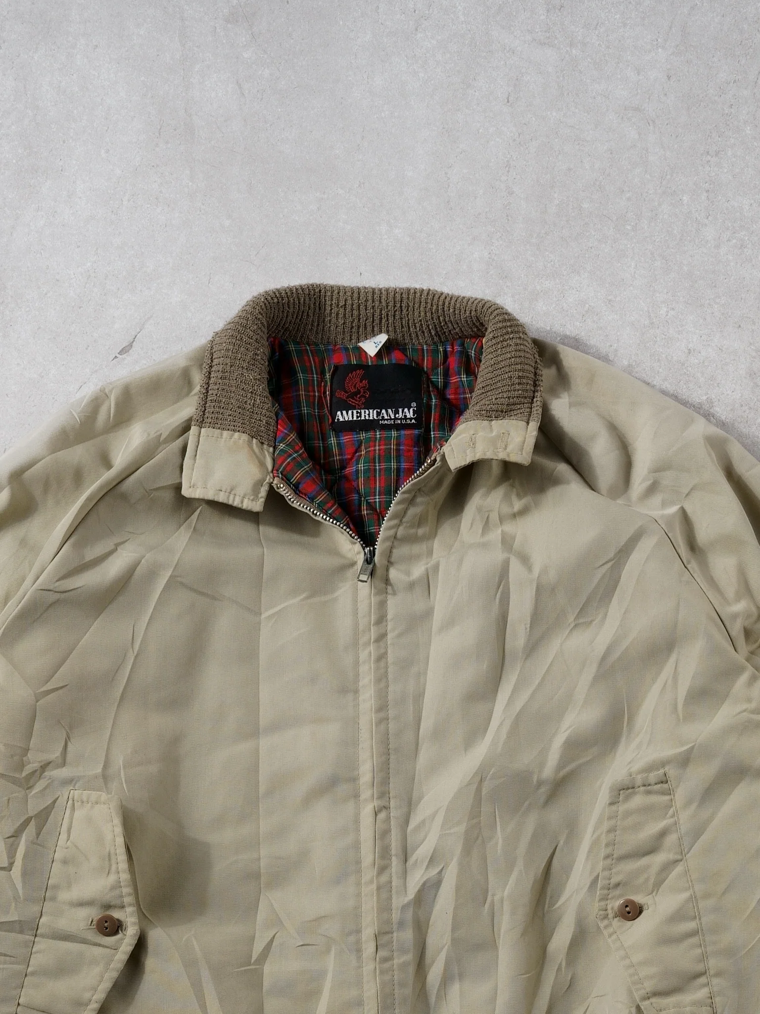 Vintage 88' Beige Speed Weeks Datona Collared Jacket (L) - Image 2
