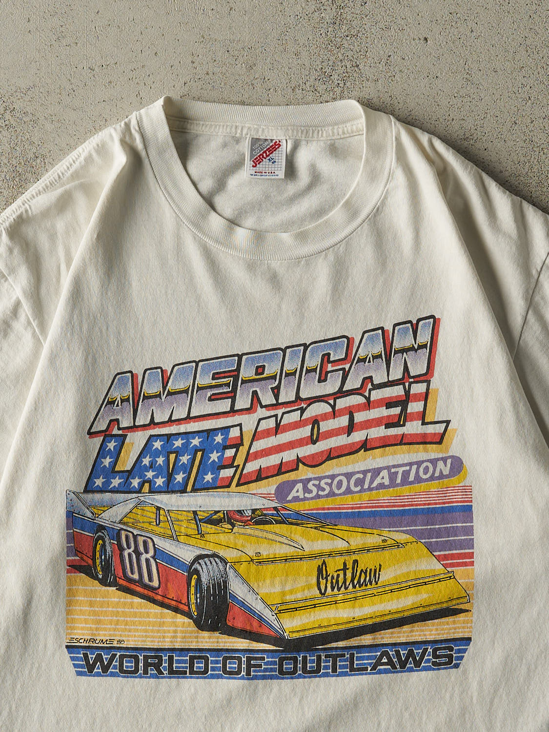 Vintage 88' White American Late Model Single Stitch Tee (L/XL) - Image 3