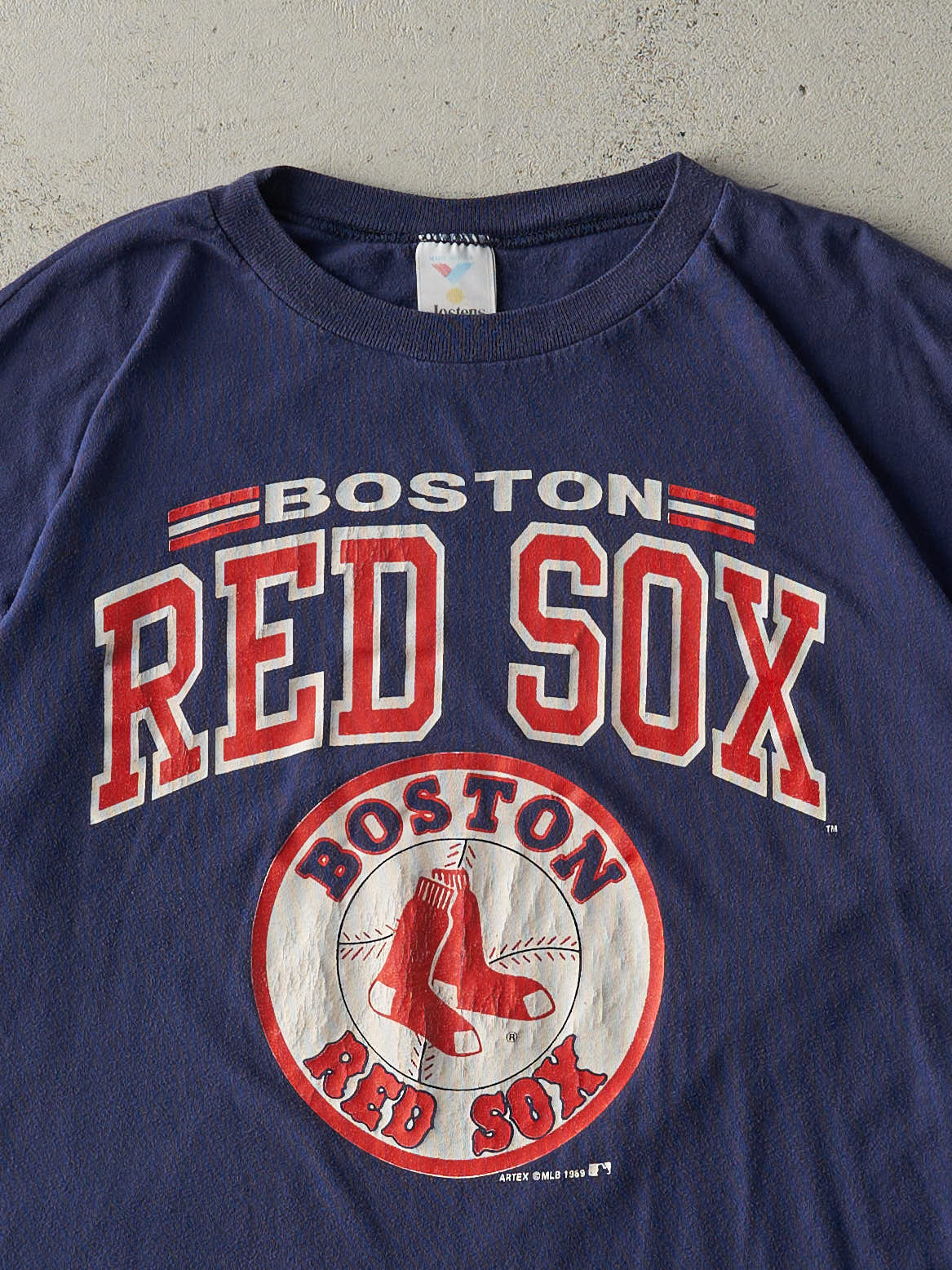 Vintage 89' Navy Blue Boston Red Sox Single Stitch Tee (L) - Image 2