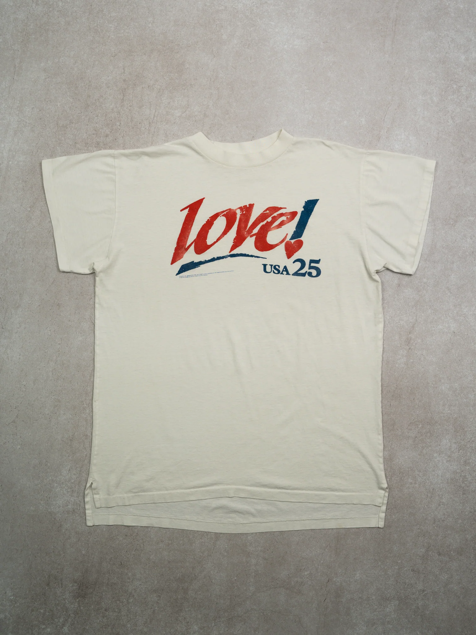 Vintage '89 White Love! USA 25 Stamp Tee (L)