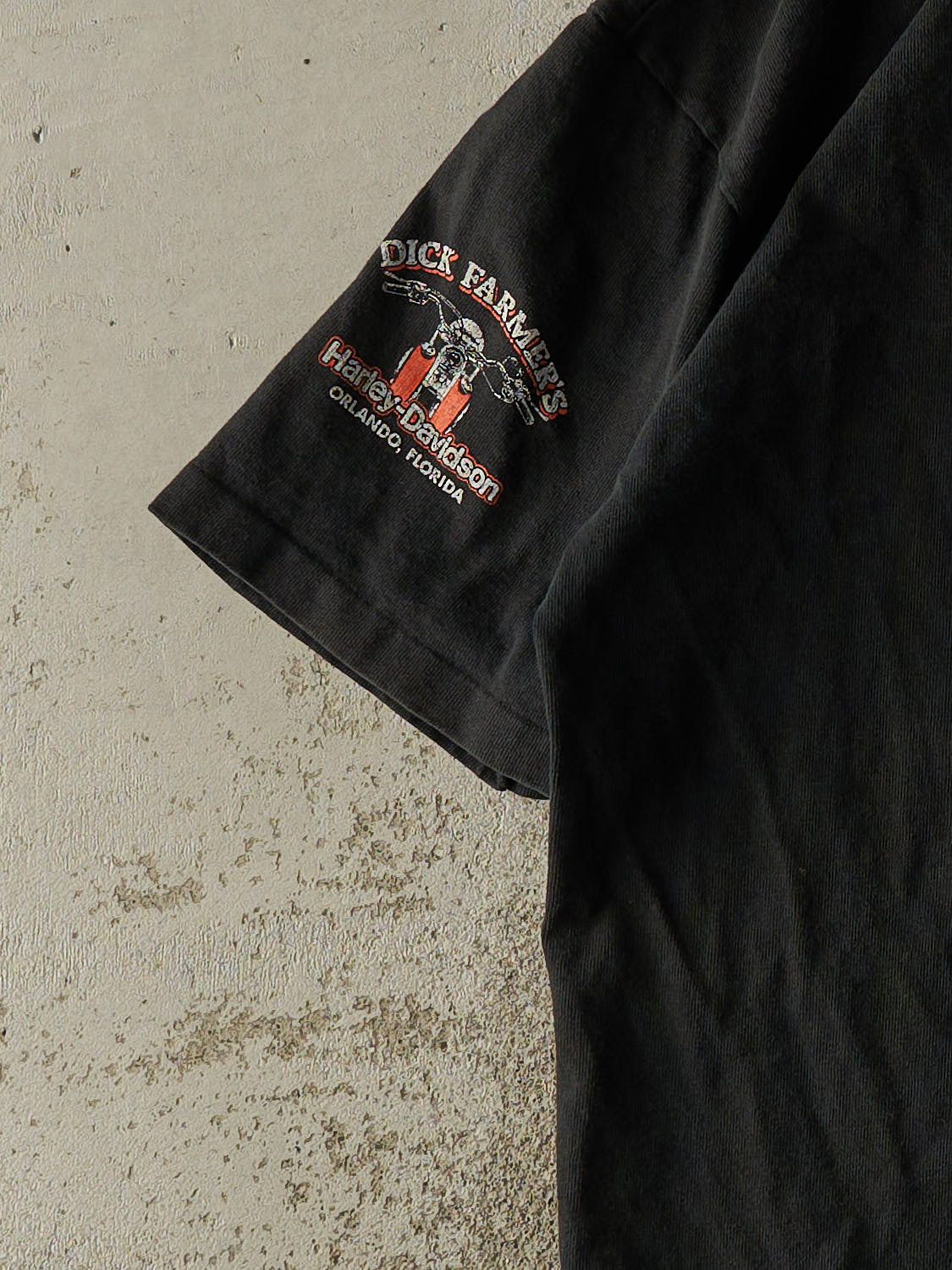 Vintage 90' Black Harley Davidson Quarter Button Tee (M/L) - Image 3