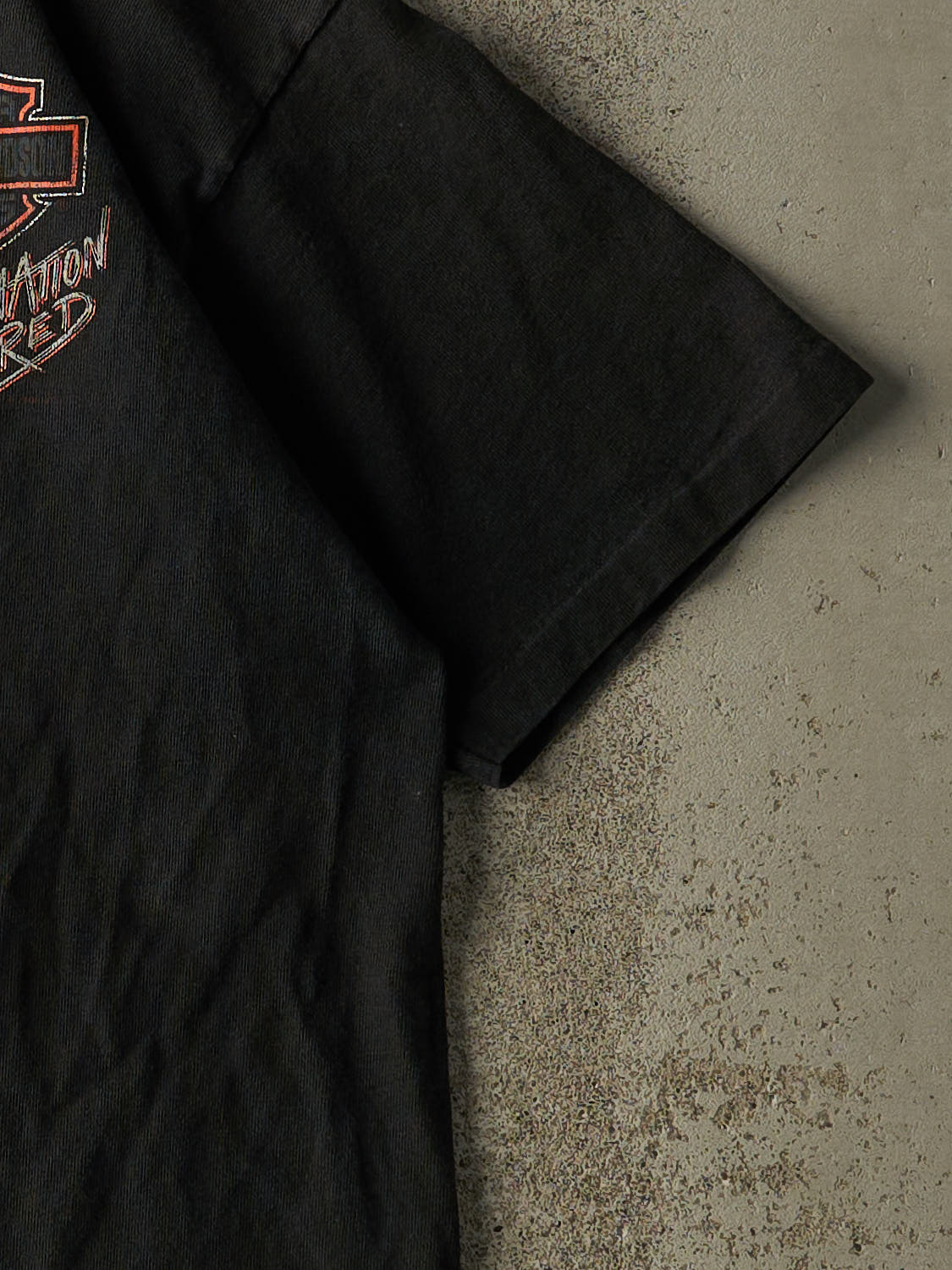 Vintage 90' Black Harley Davidson Quarter Button Tee (M/L) - Image 4