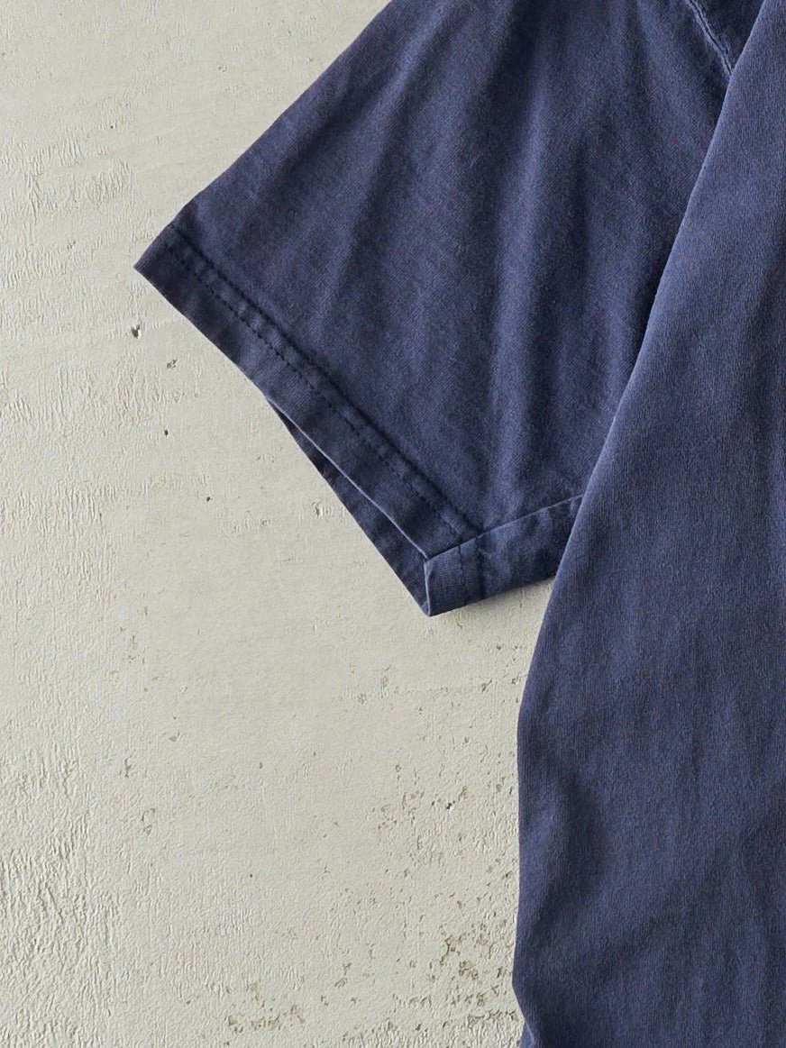 Vintage 90 Navy Blue Blank Tee (S) - Image 3