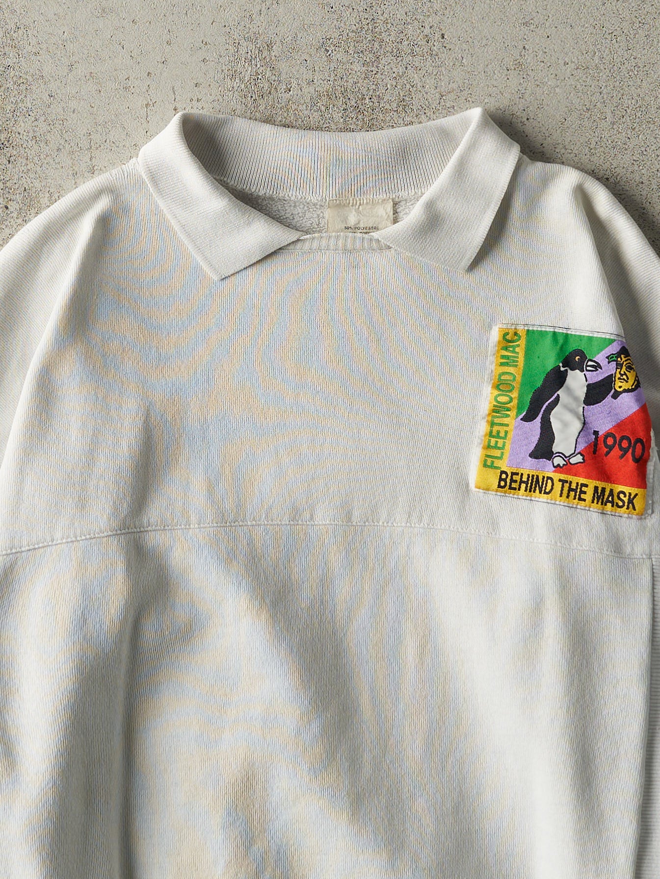 Vintage 90' White Fleetwood Mac Behind The Mask Collared Crewneck (L) - Image 2