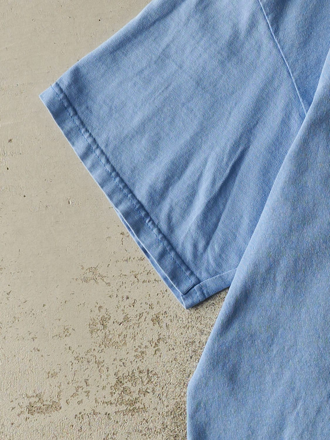 Vintage 90s Baby Blue Nike Logo Tee (XL) - Image 3