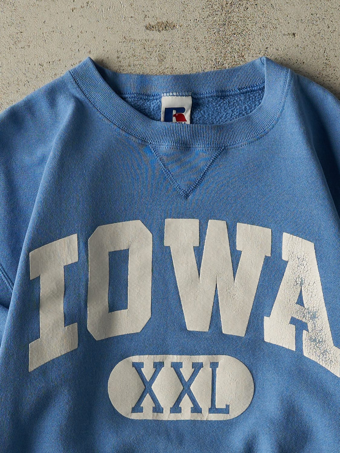 Vintage 90s Baby Blue Russell Athletic Iowa Crewneck (XS) - Image 2