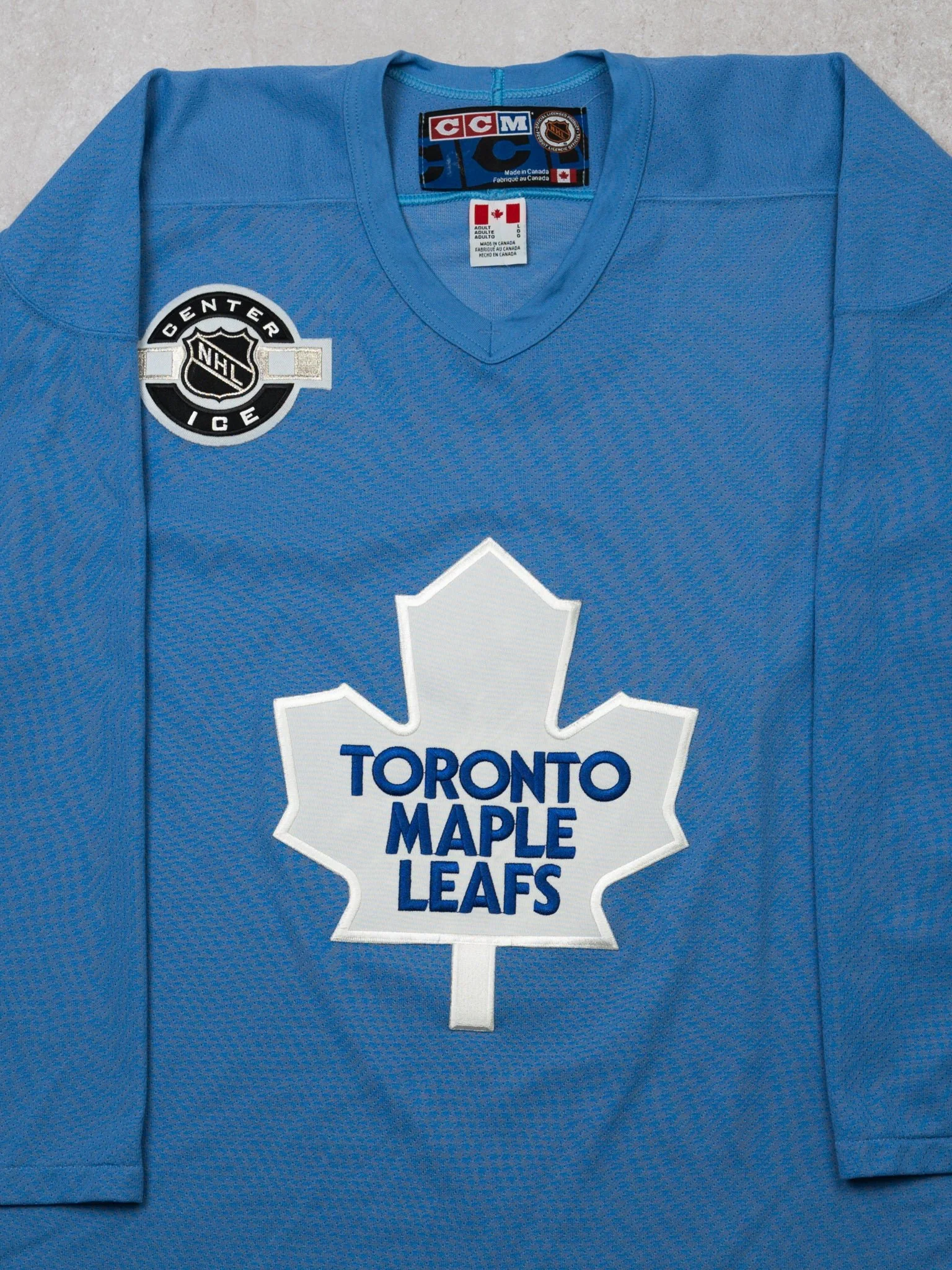 Vintage 90s Baby Blue Toronto Maple Leaf Practice CCM Jersey (L) - Image 2
