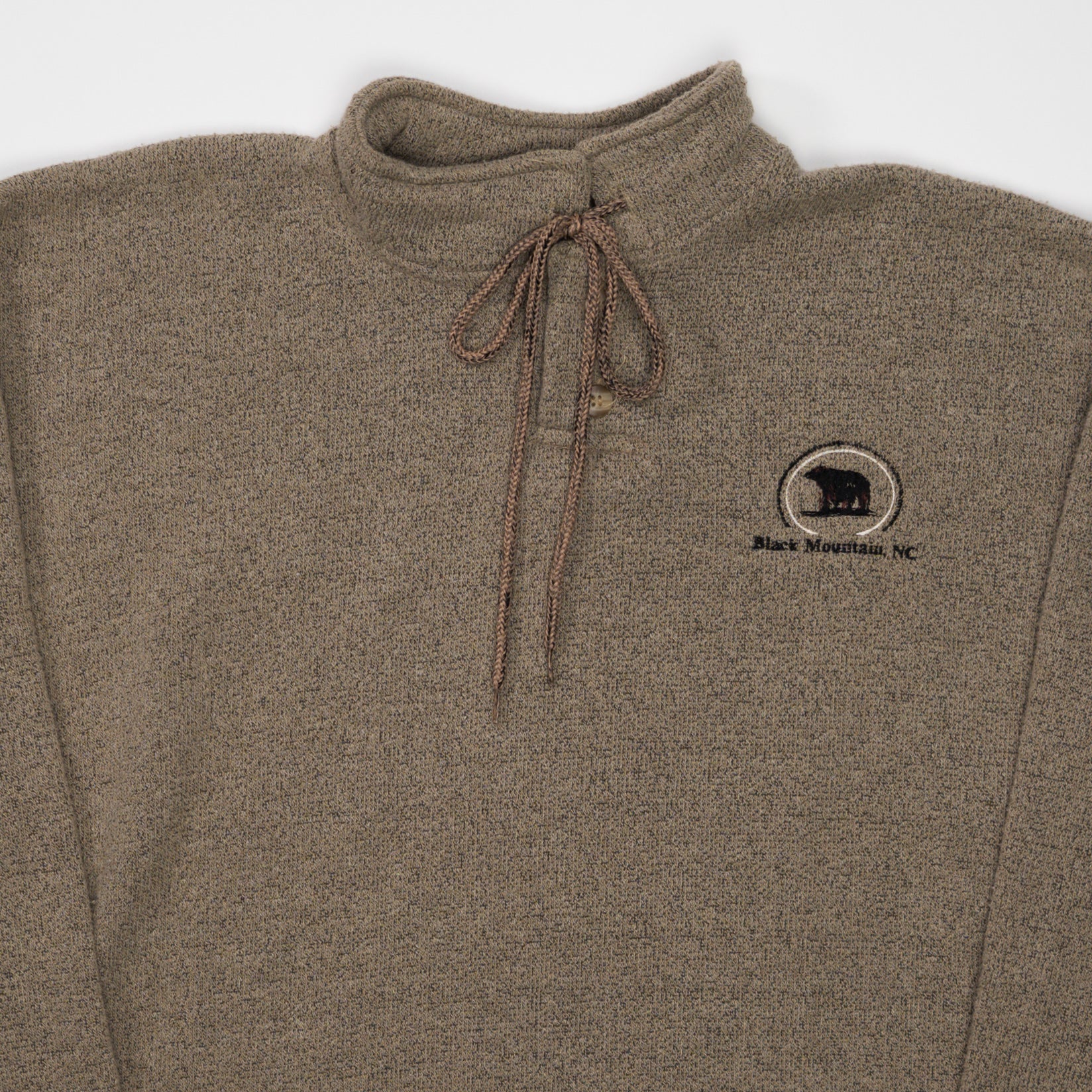 Vintage 90s Beige Black Mountain Bear NC 1/4 Button Sweater (L) - Image 2