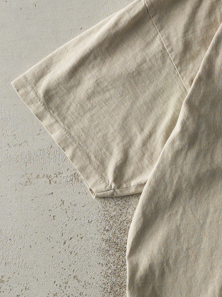 Vintage 90s Beige Blank Single Stitch Tee (L) - Image 3