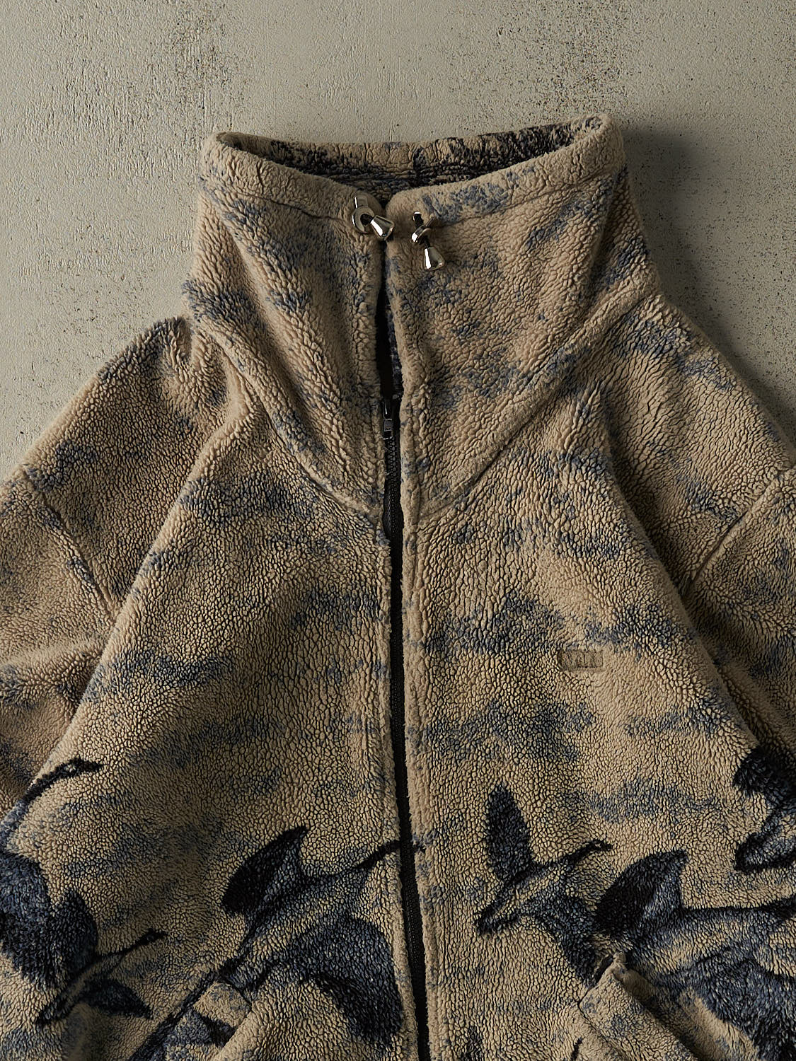 Vintage 90s Beige & Blue Wildlife Fleece Jacket (XXL) - Image 3