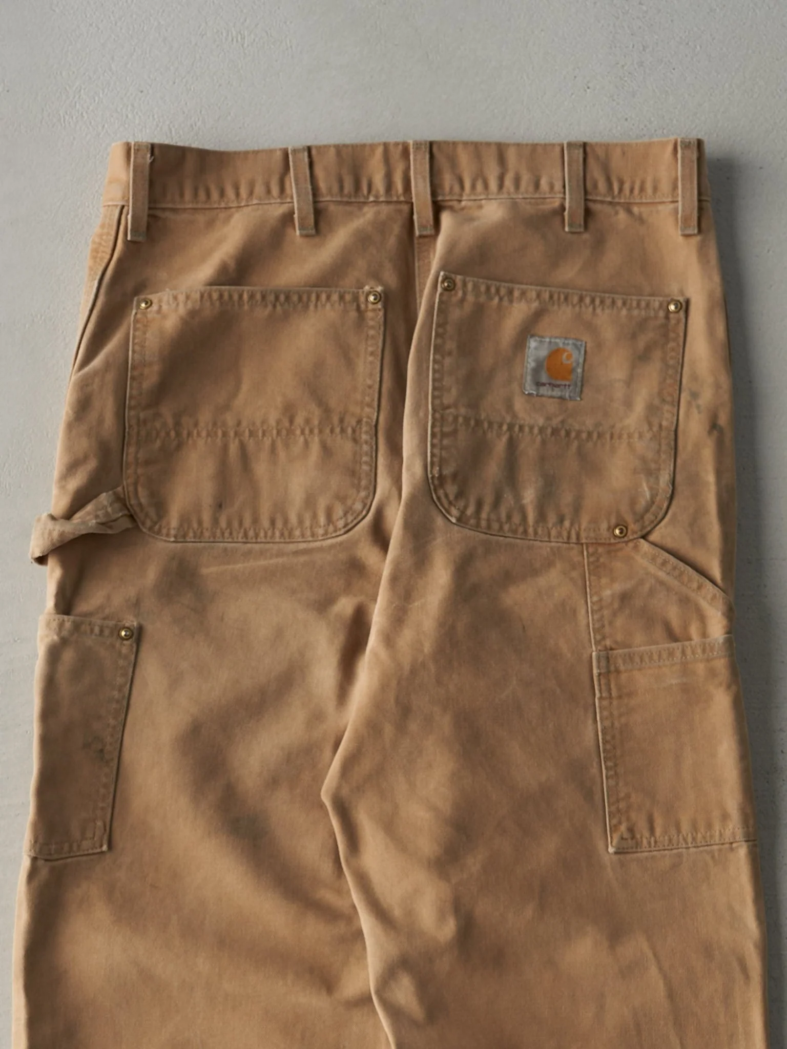 Vintage 90s Beige Carhartt Double Knee Carpenter Pants (32x33) - Image 4
